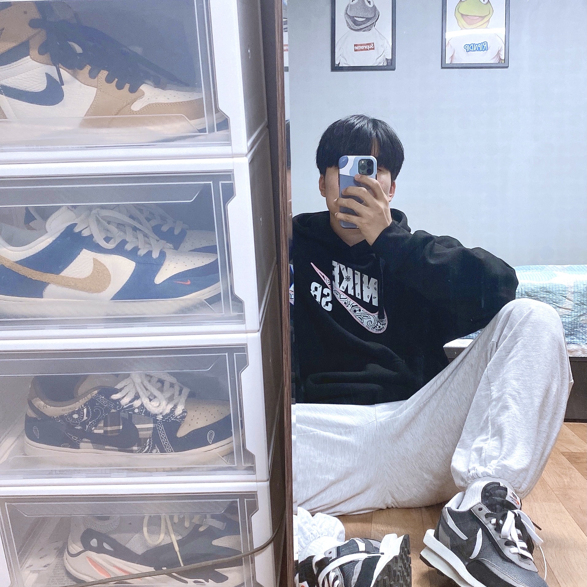 Nike x Sacai LDWaffle Black 착용 스타일