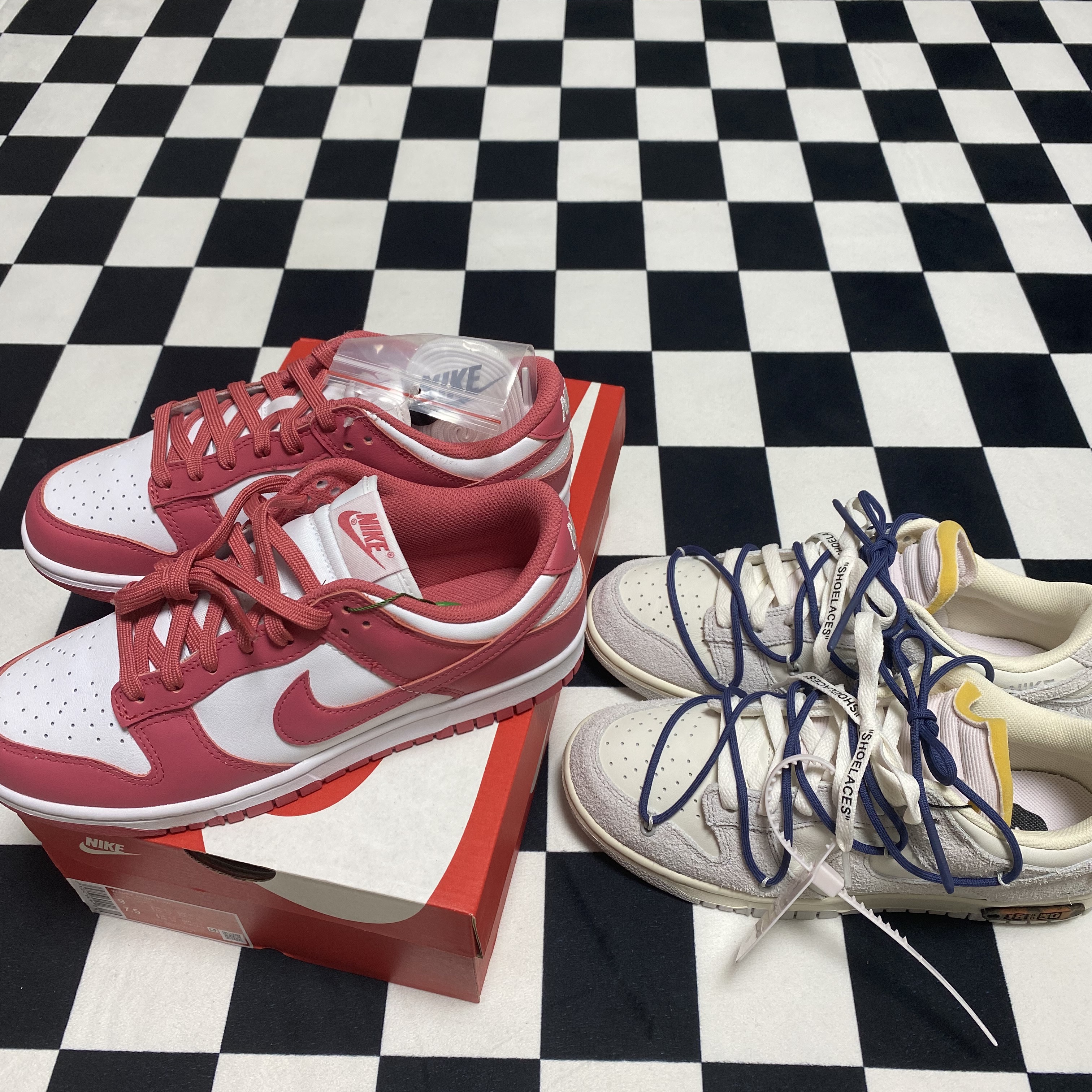 (W) Nike Dunk Low Archeo Pink, Nike x Off-White Dunk Low The 50 - Lot 18 착용 스타일