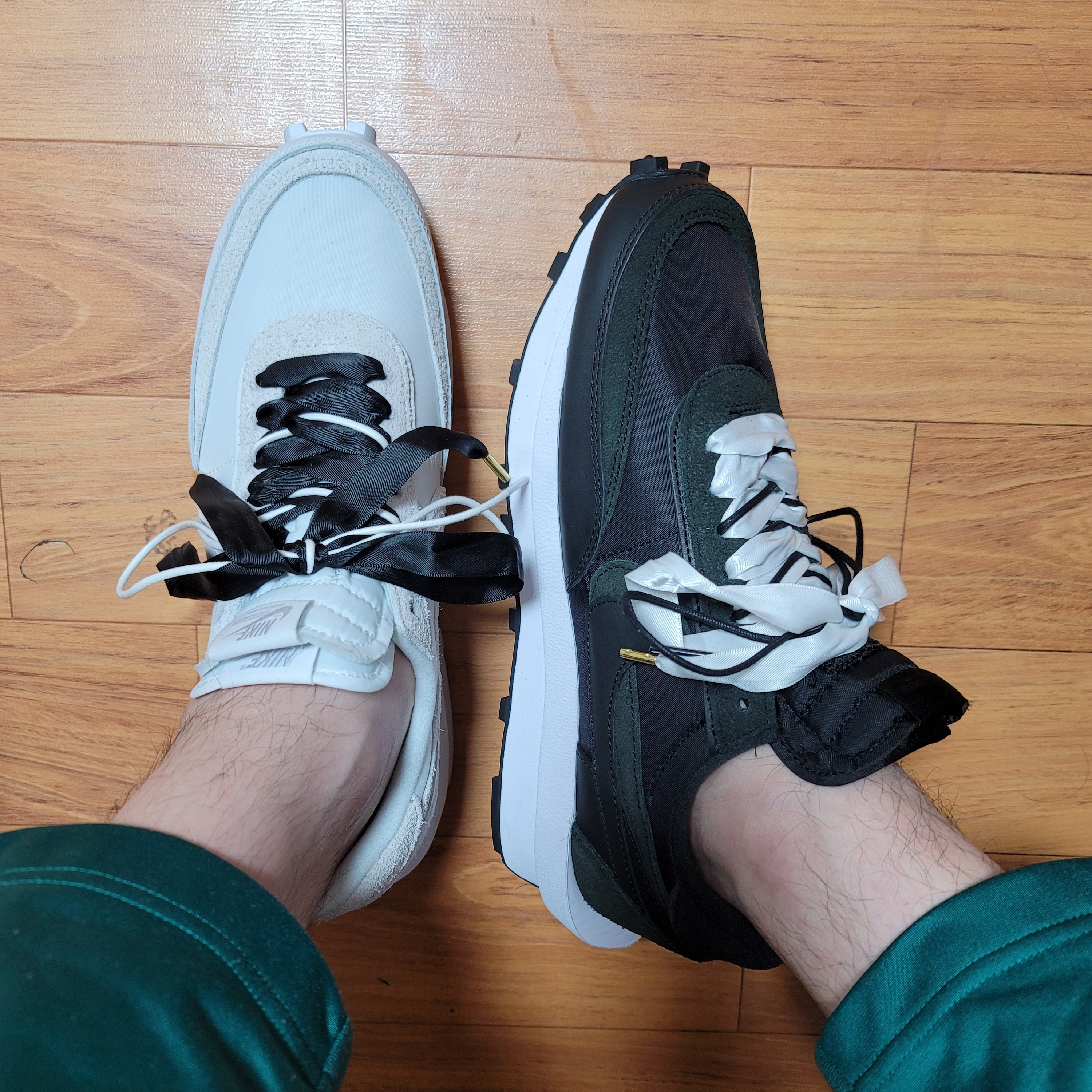 Nike x Sacai LDWaffle White Nylon, Nike x Sacai LDWaffle Black Nylon 착용 스타일 - 2