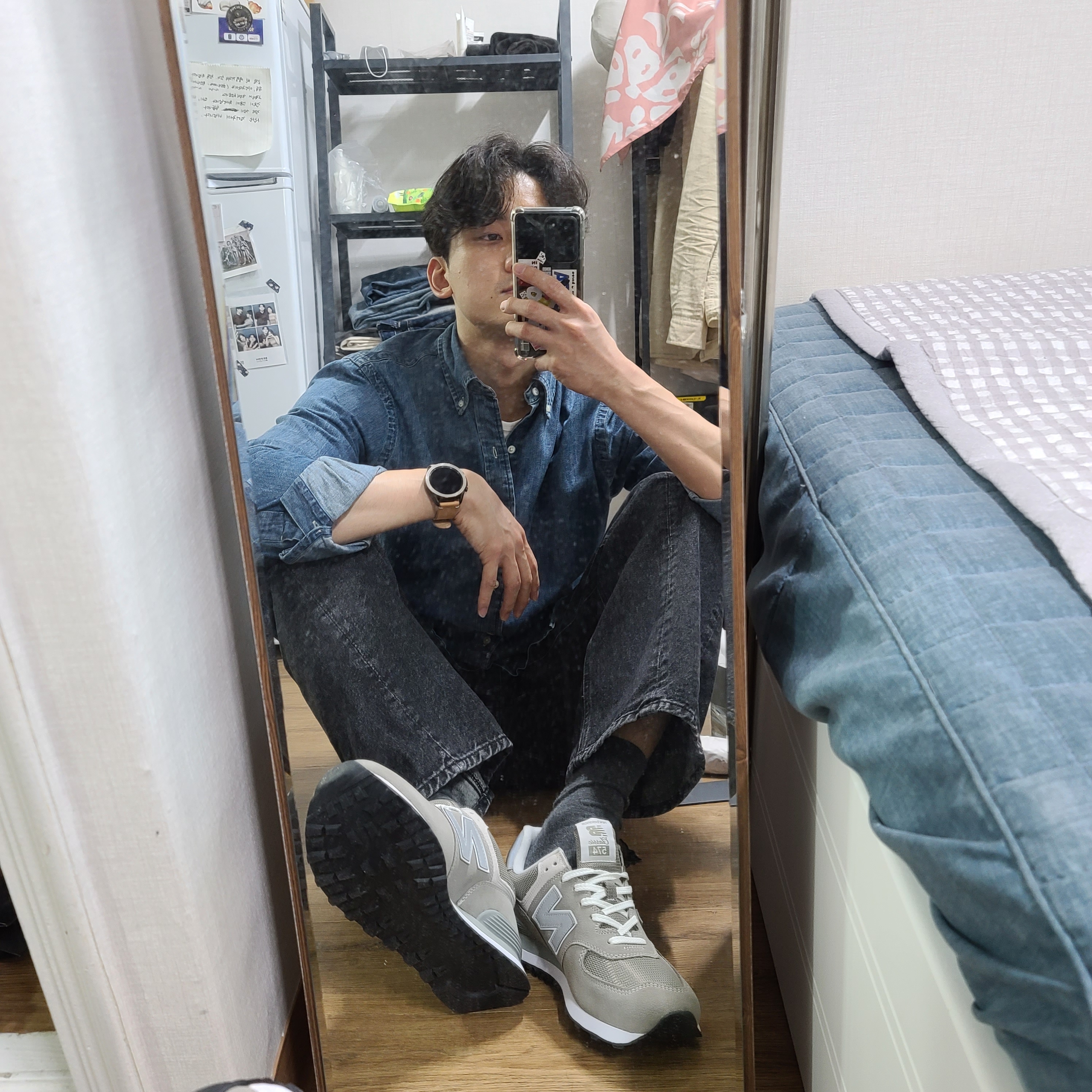 New Balance 574 Grey - D Standard 착용 스타일 - 1