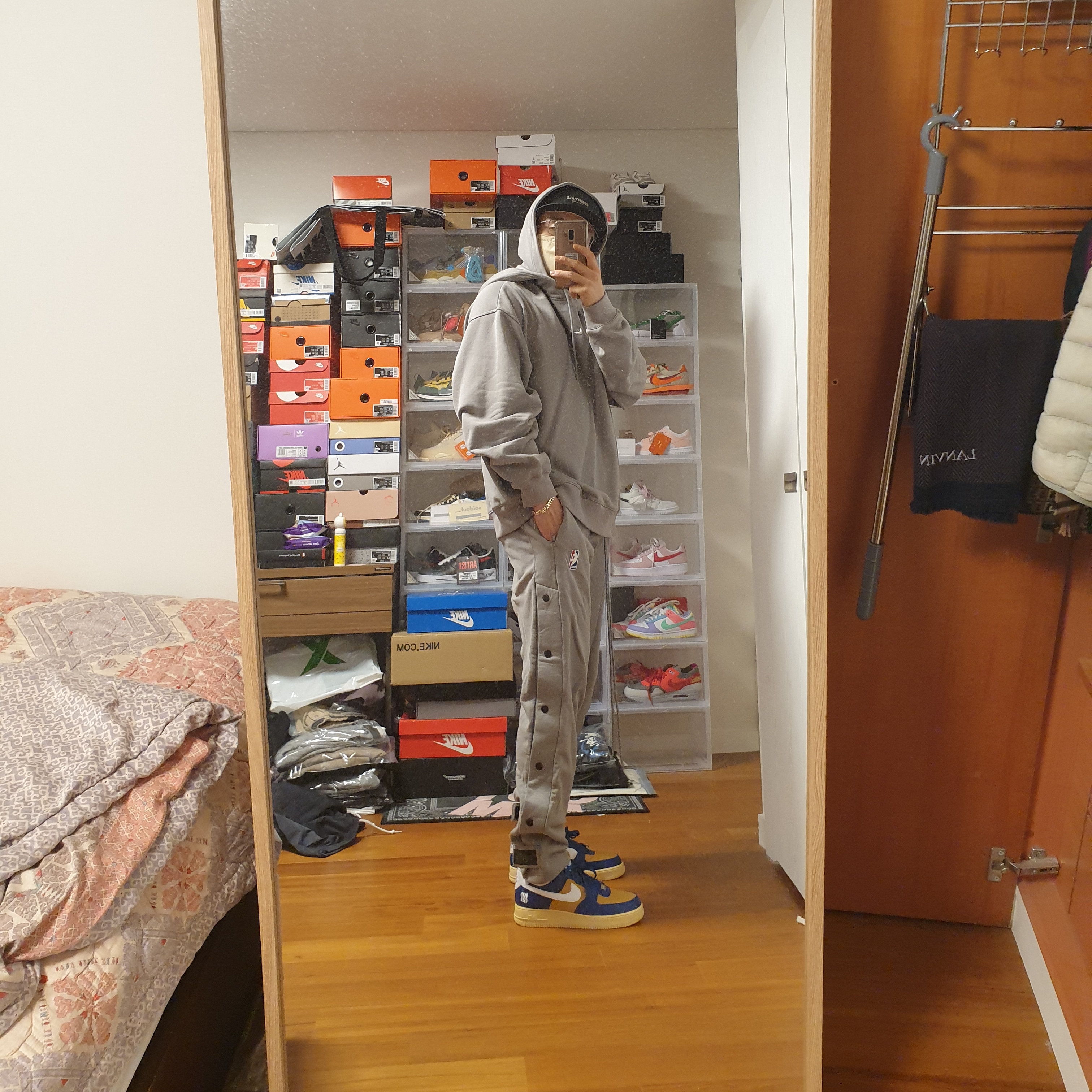 Nike x Fear of God Double Hood Hoodie Dust Sail, Nike x Fear of God Warm Up Pants Dust 착용 스타일 - 4