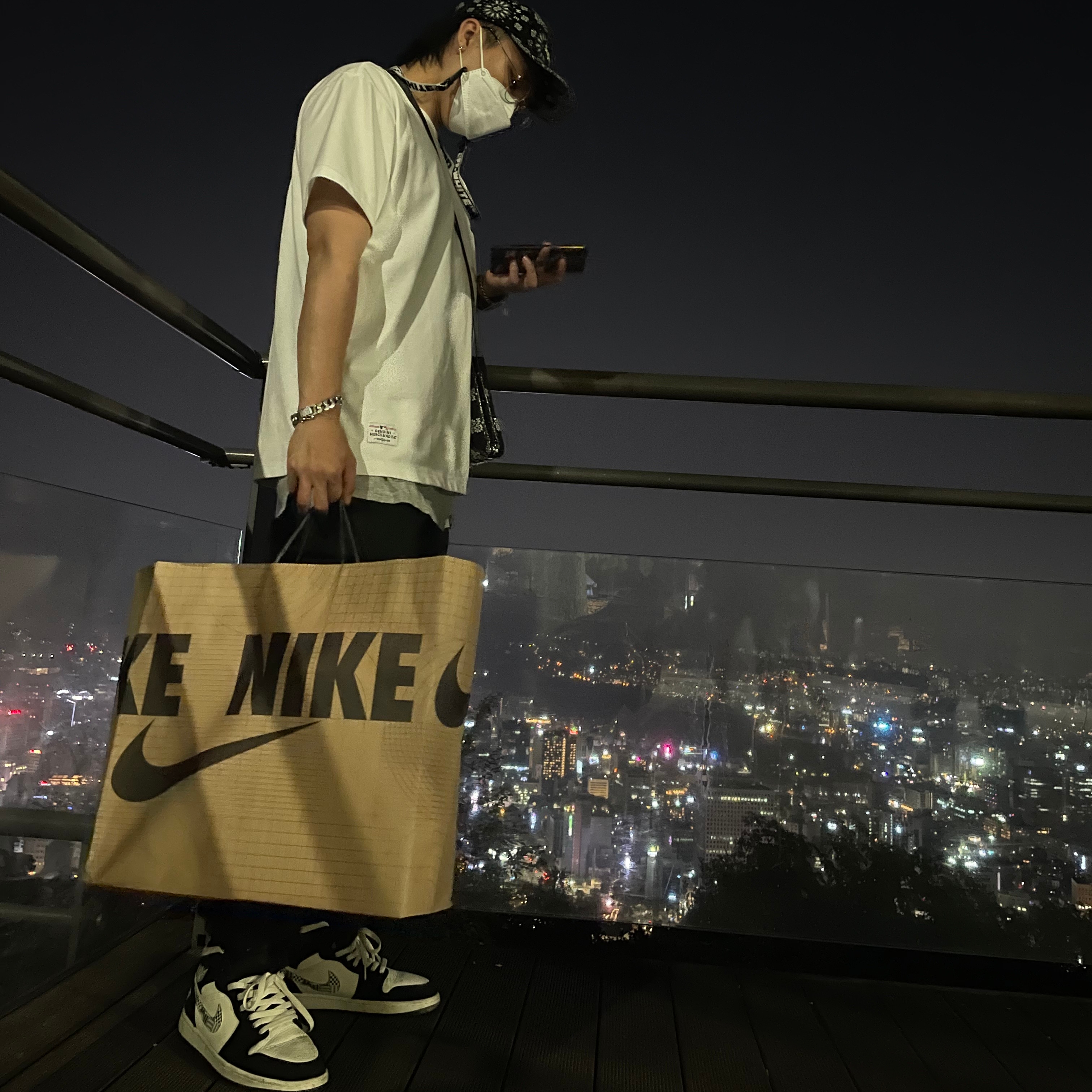 Nike Air Force 1 Mid '07 WB Flax, Nike Air Force 1 '07 First Use White University Blue 착용 스타일