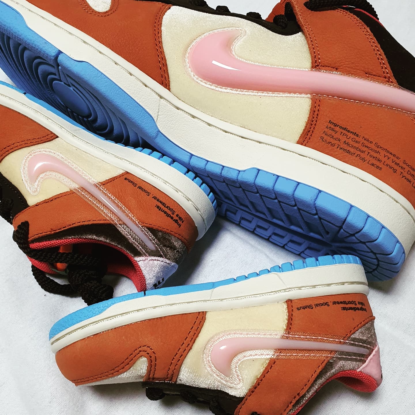 Nike x Social Status Dunk Mid Free Lunch Chocolate Milk, (TD) Nike x Social Status Dunk Low Free Lunch Chocolate Milk 착용 스타일 - 1