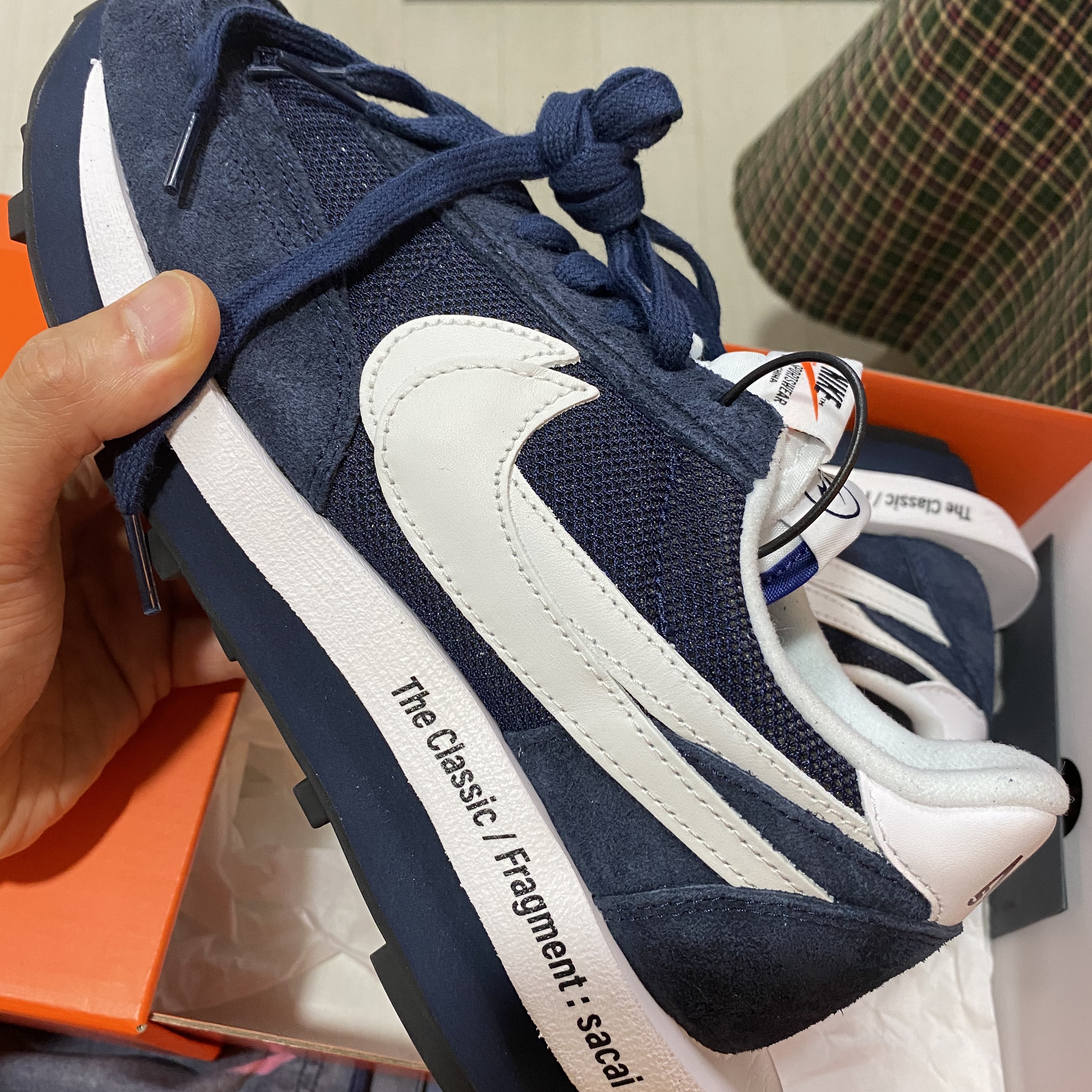 Nike x Sacai x Fragment LDWaffle Blackened Blue 착용 스타일 - 1