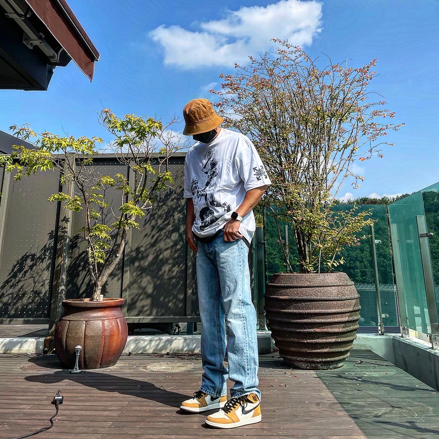 Jordan 1 Retro High Rookie of the Year, Jordan x Off-White S/S T-Shirt White - US/EU 착용 스타일 - 1