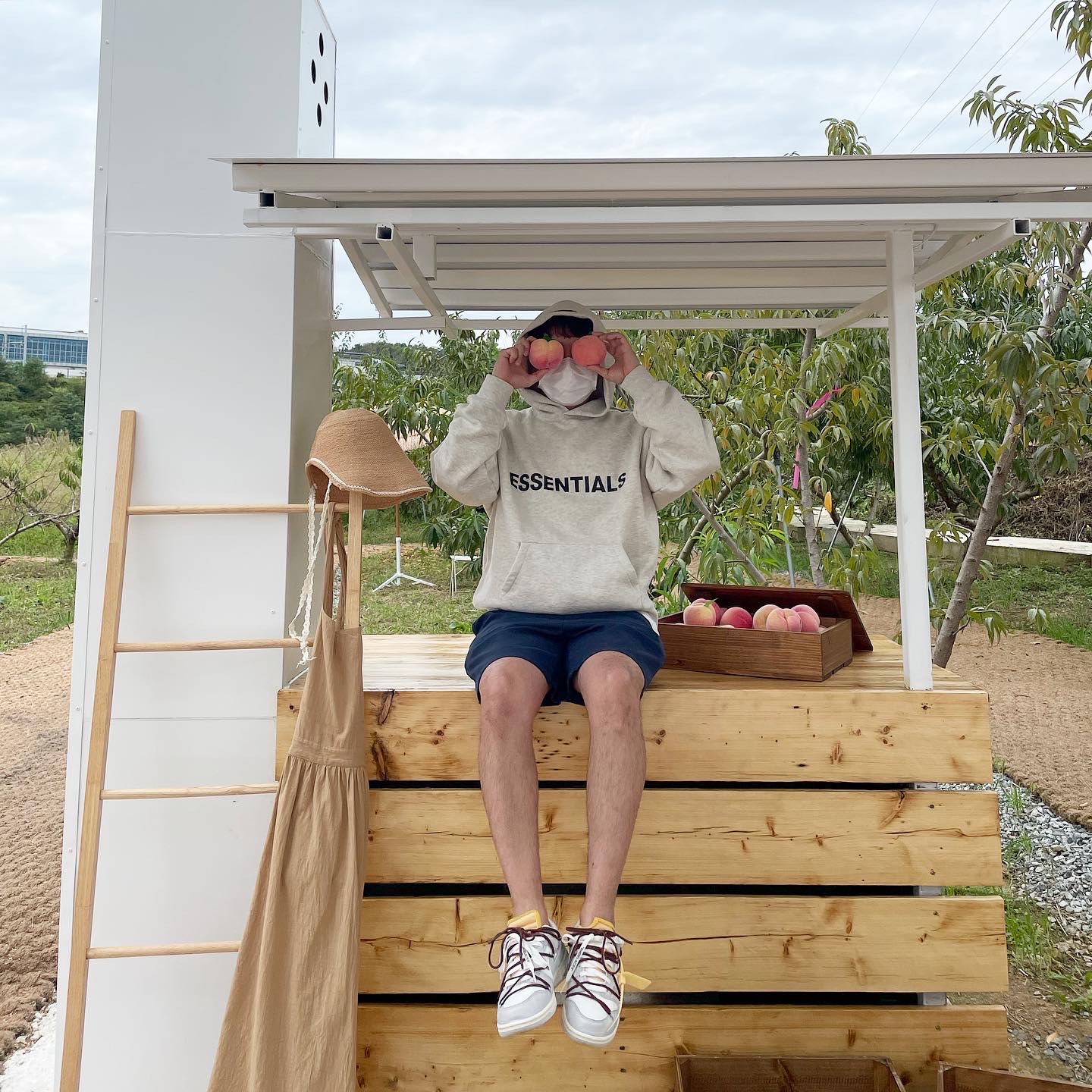 Nike x Off-White Dunk Low The 50 - Lot 46, Essentials 3D Silicon Applique Pullover Hoodie Oatmeal/Oatmeal Heather/Light Heather Oatmeal 2020 착용 스타일