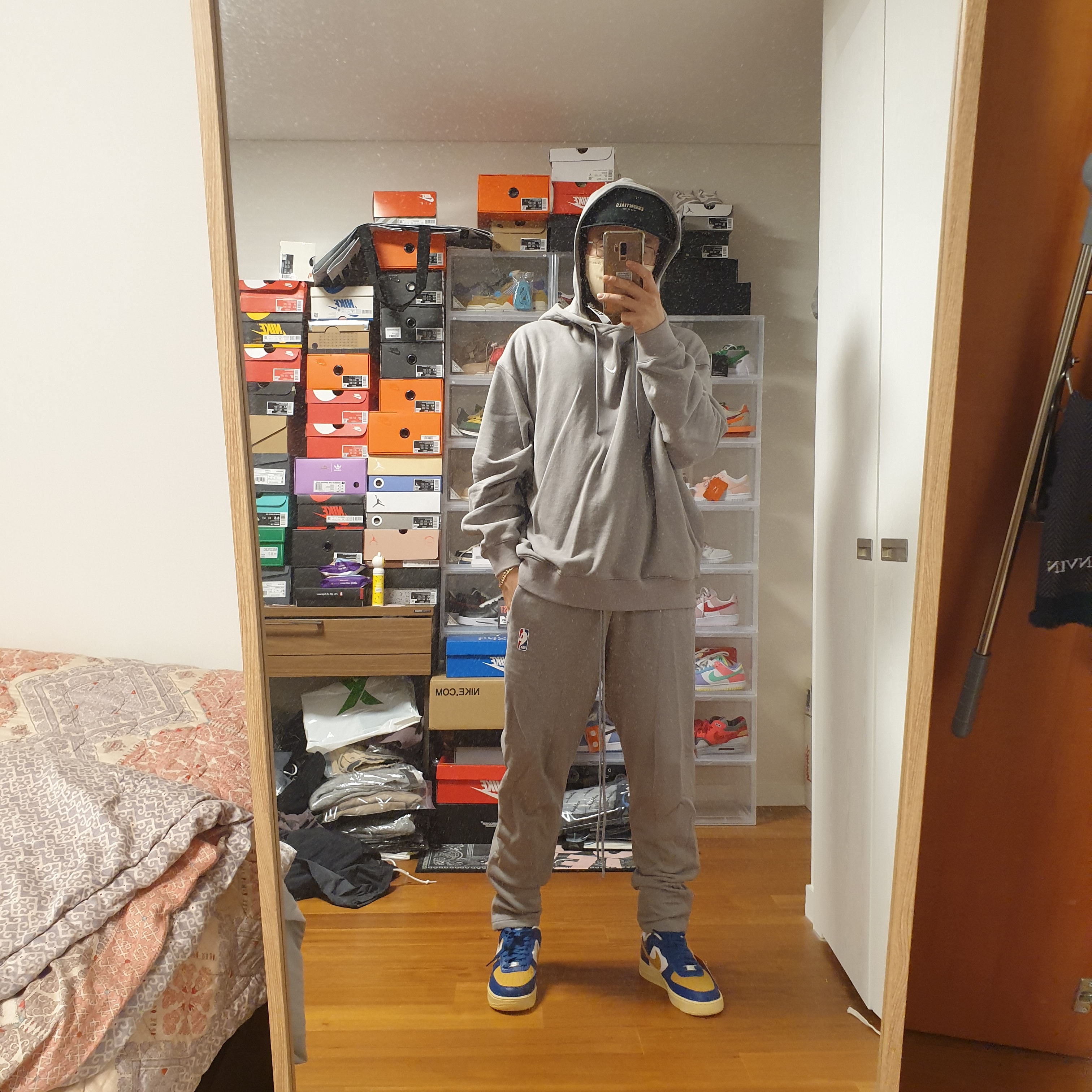 Nike x Fear of God Double Hood Hoodie Dust Sail, Nike x Fear of God Warm Up Pants Dust 착용 스타일 - 3