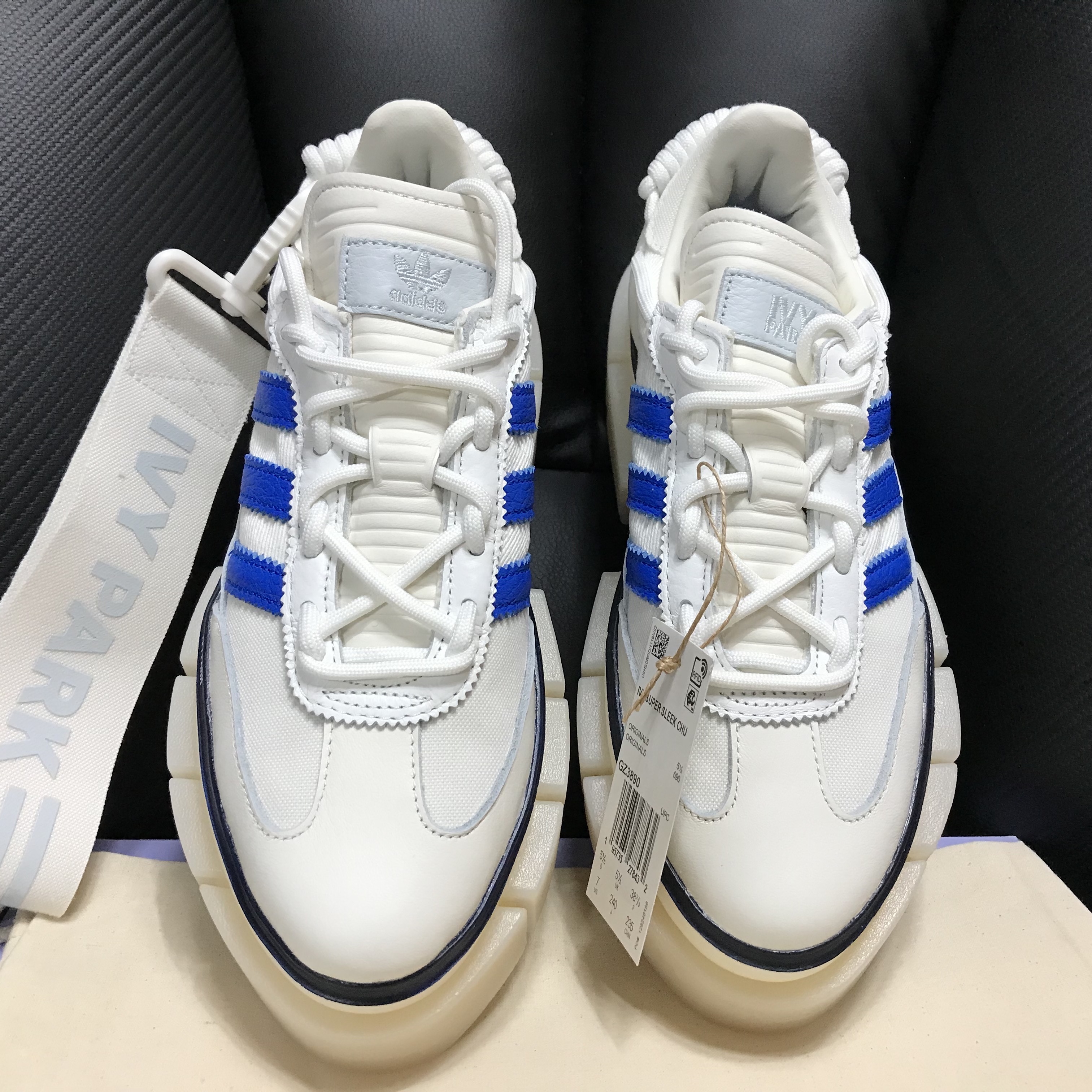 (W) Adidas x Beyonce Ivy Park Super Sleek Chunky White Glow Blue 착용 스타일 - 1