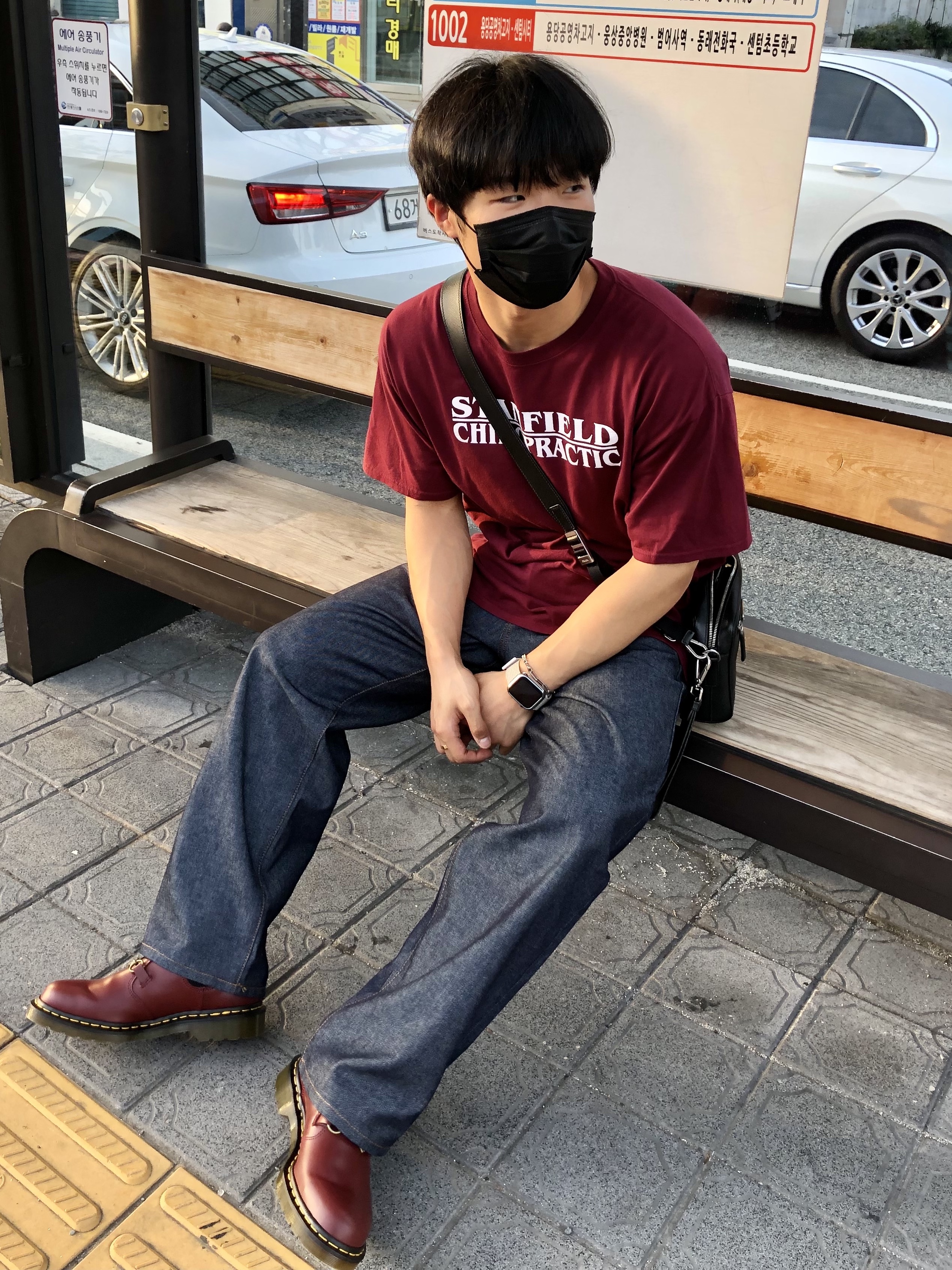 Dr. Martens x Needles 2976 Snaffle Cherry Red Smooth 착용 스타일 - 1