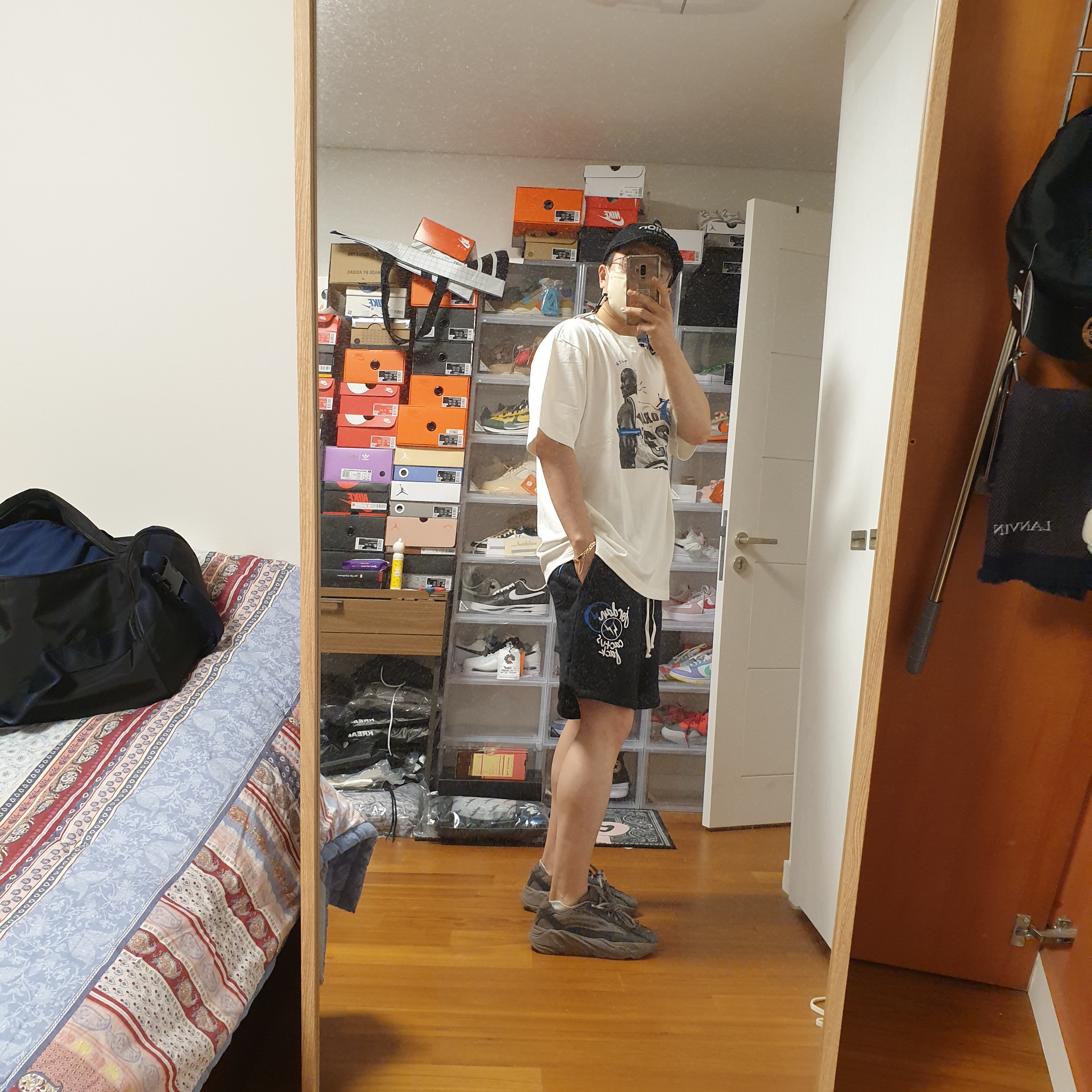 Jordan x Travis Scott x Fragment T-Shirt Sail (DJ0619-133), Jordan x Travis Scott x Fragment Shorts Black (DJ0617-010) 착용 스타일 - 3