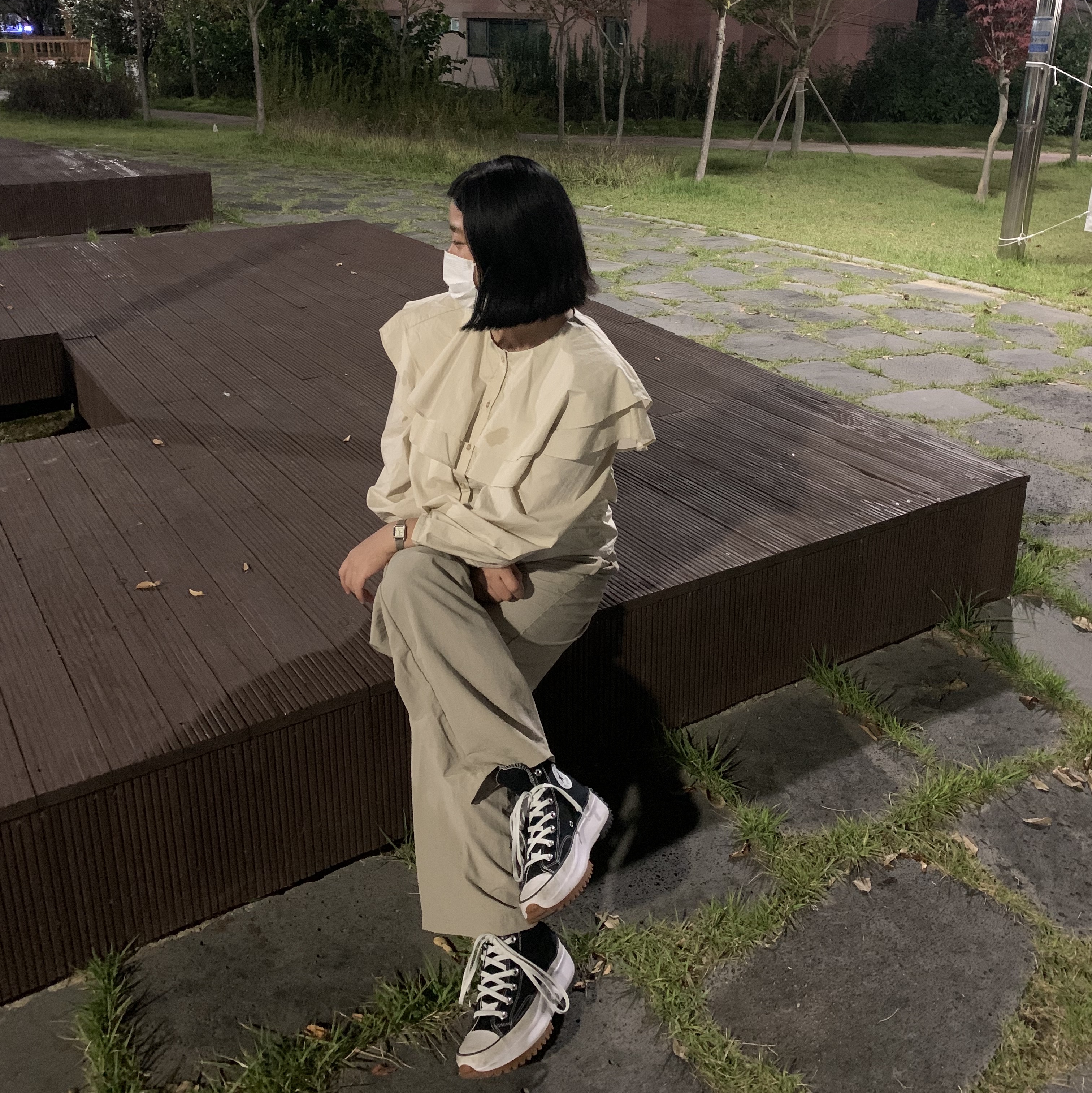 Converse Run Star Hike Hi Black White Gum 착용 스타일