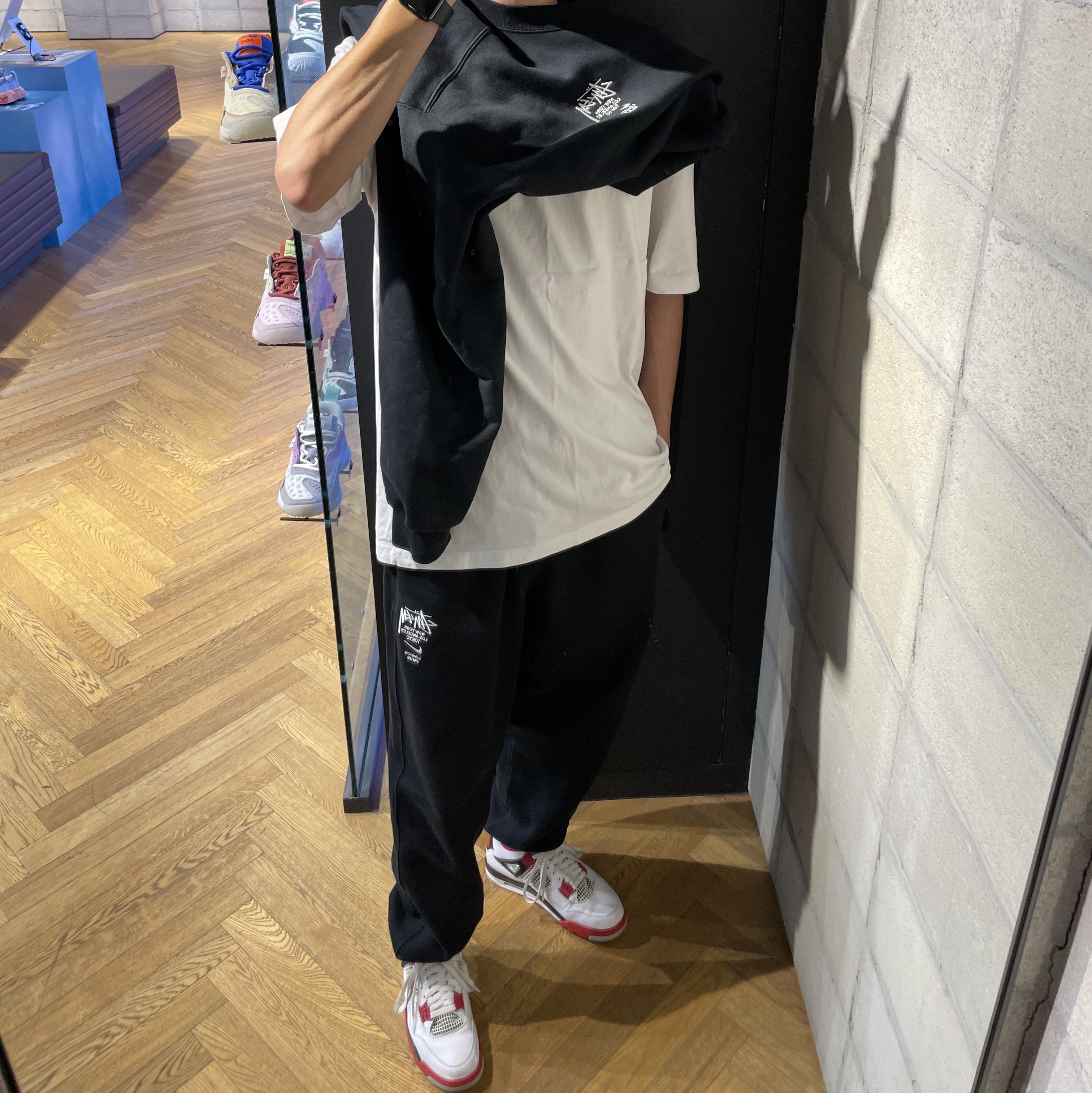 Nike x Stussy NRG ZR Fleece Crewneck Black - US/EU, Nike x Stussy NRG ZR Fleece Pants Black - US/EU 착용 스타일