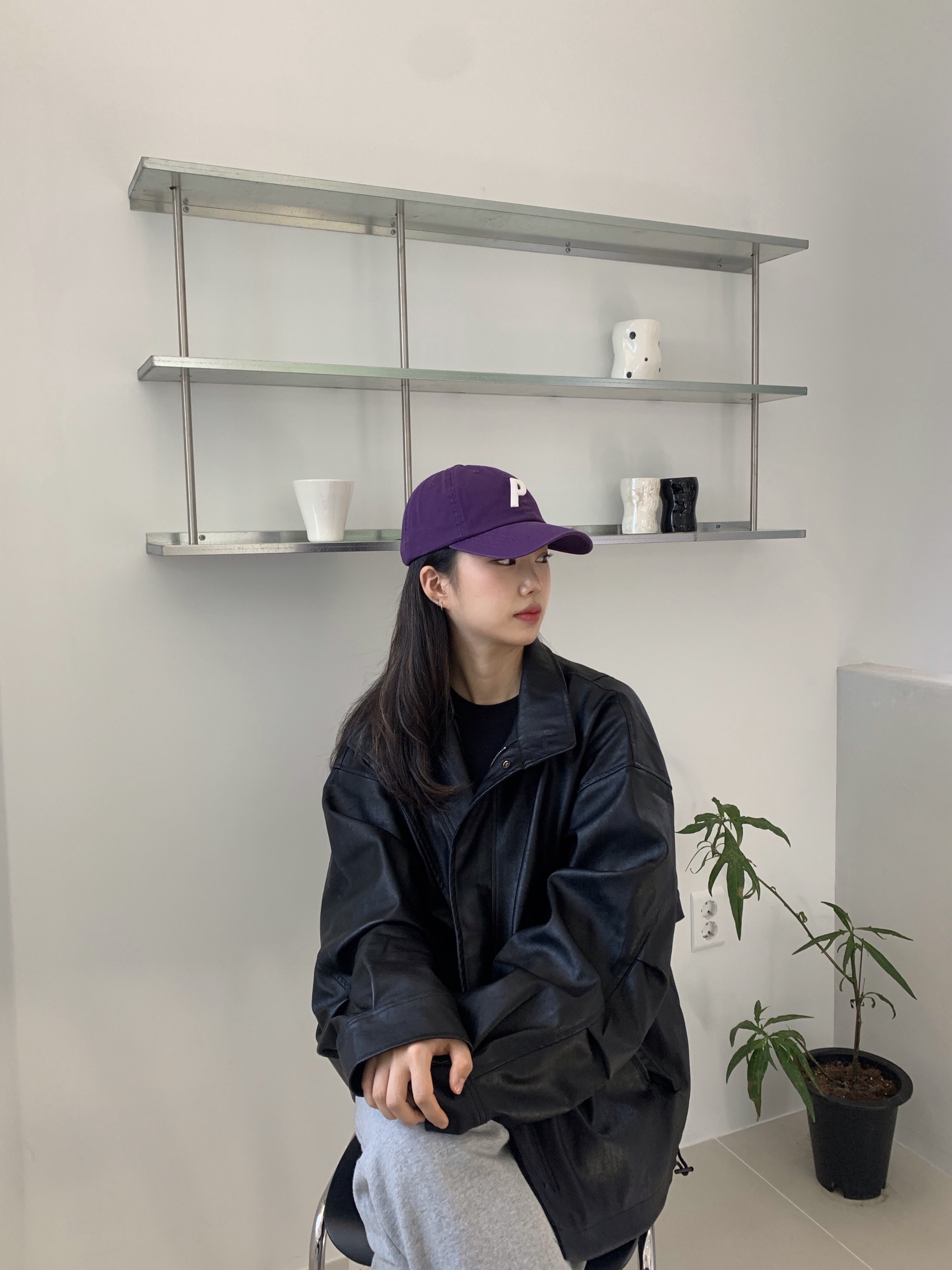 Palace P 6-Panel Purple - 21FW 착용 스타일