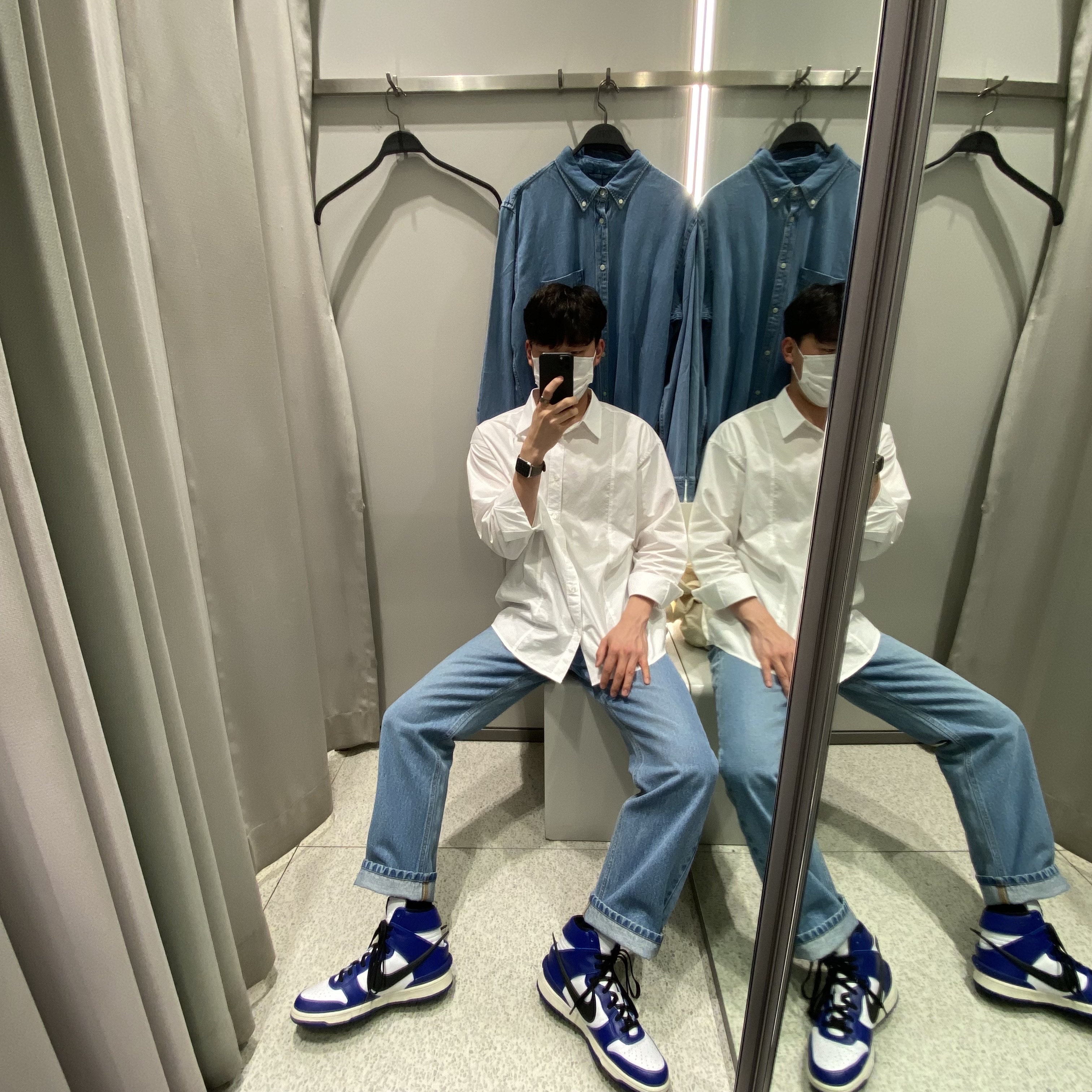 Nike x Ambush Dunk High Deep Royal Blue 착용 스타일 - 1
