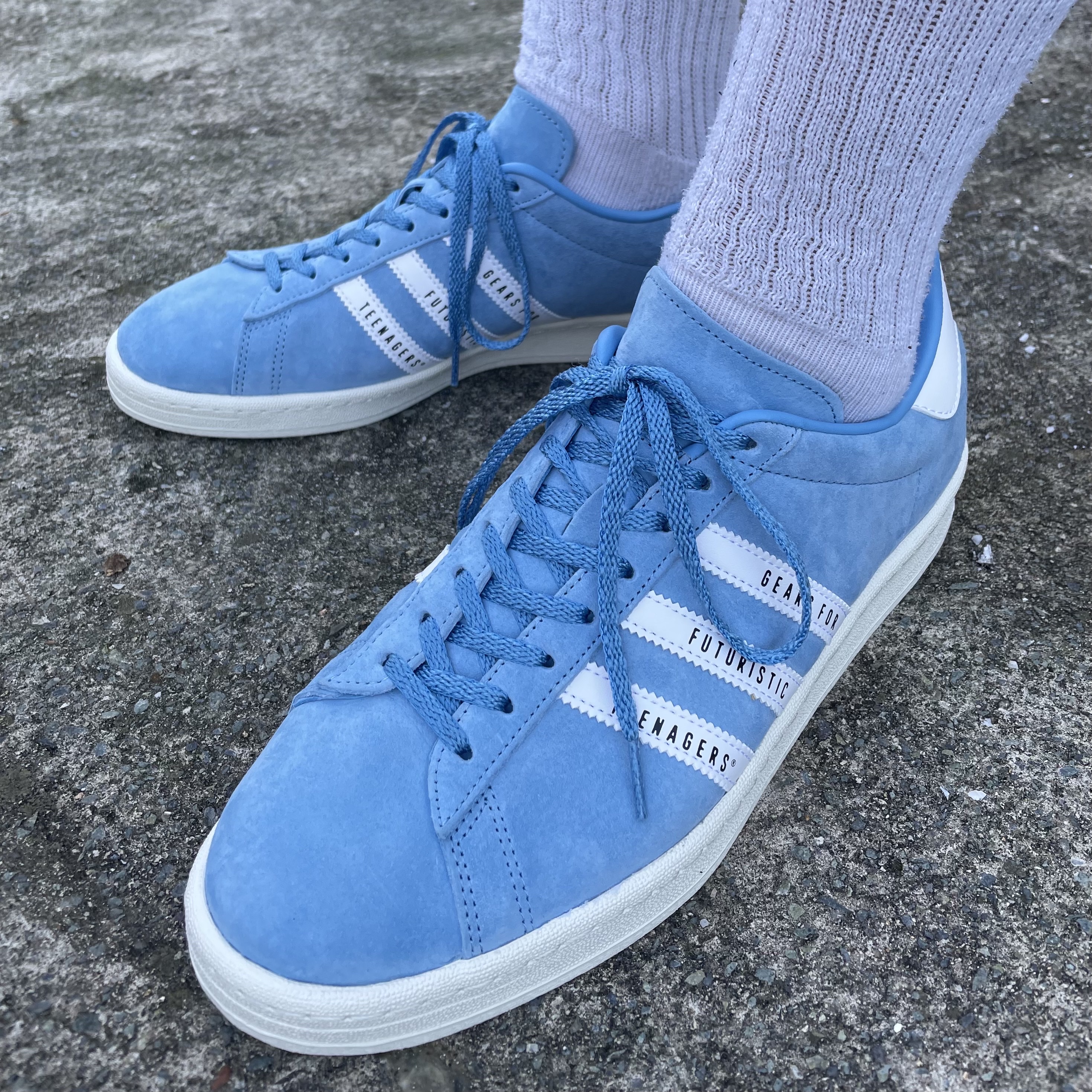 Adidas x Human Made Campus Light Blue 착용 스타일