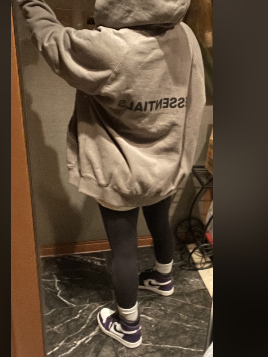 Essentials 3D Silicon Applique Full Zip Up Hoodie Gray Flannel/Charcoal - 20SS, Essentials 3D Silicon Applique Boxy T-Shirt Oatmeal/Oatmeal Heather/Light Heather Oatmeal 2020 착용 스타일 - 4
