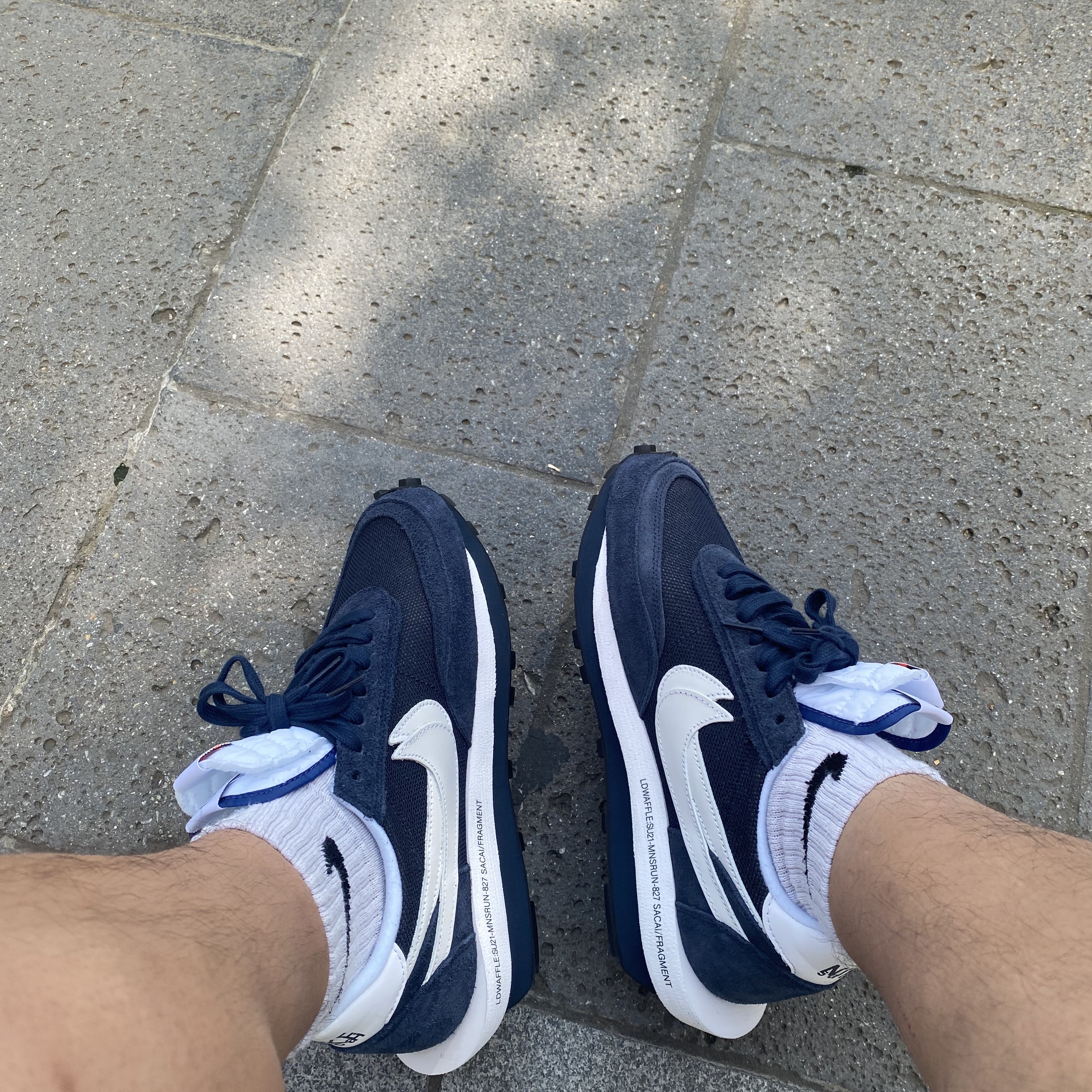 Nike x Sacai x Fragment LDWaffle Blackened Blue 착용 스타일 - 1
