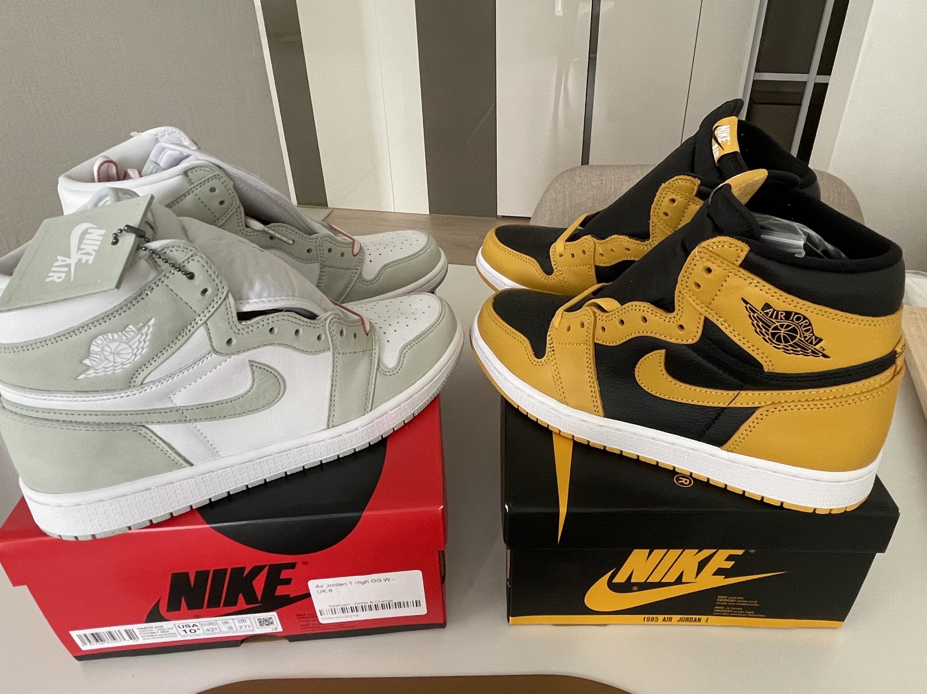 (W) Jordan 1 Retro High OG Seafoam, Jordan 1 Retro High OG Pollen 착용 스타일