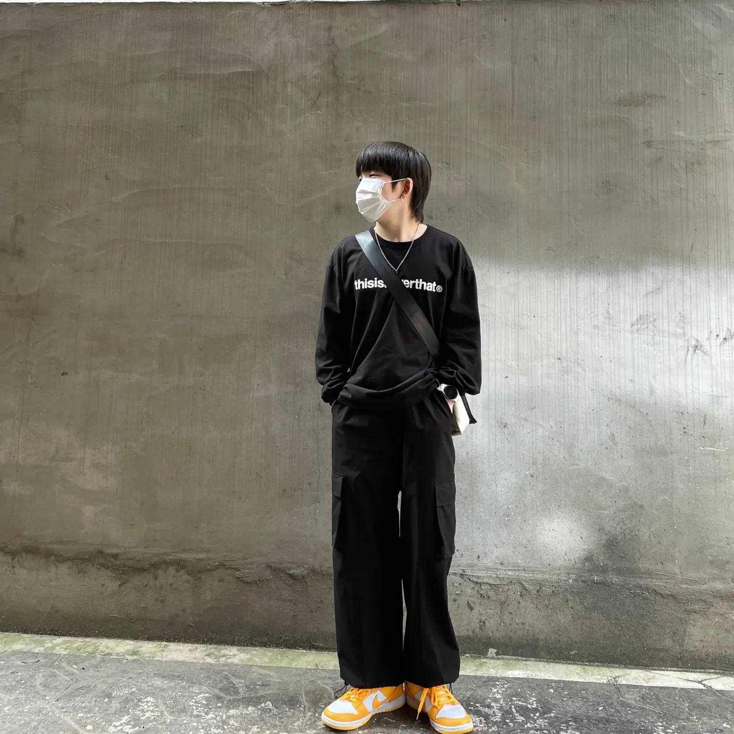 (W) Nike Dunk Low Laser Orange 착용 스타일 - 1