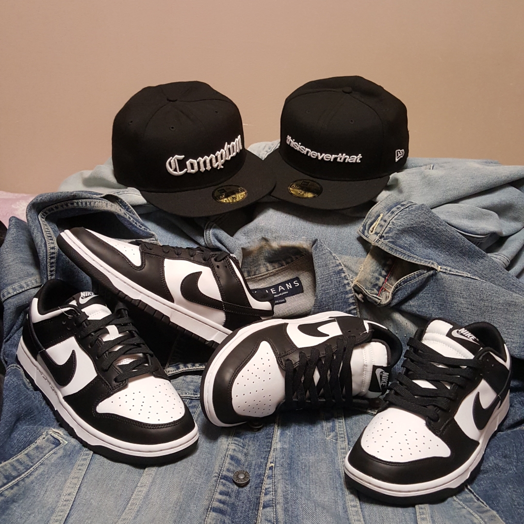 Nike Dunk Low Retro Black, (W) Nike Dunk Low Black 착용 스타일 - 1