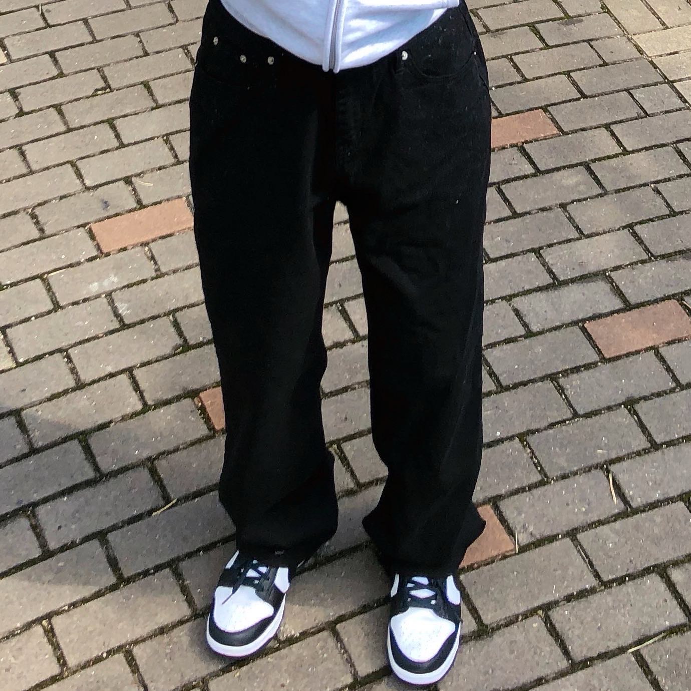 Stussy Basic Stussy Zip Hoodie Ash Heather 2021, Nike Dunk Low Retro Black 착용 스타일 - 2
