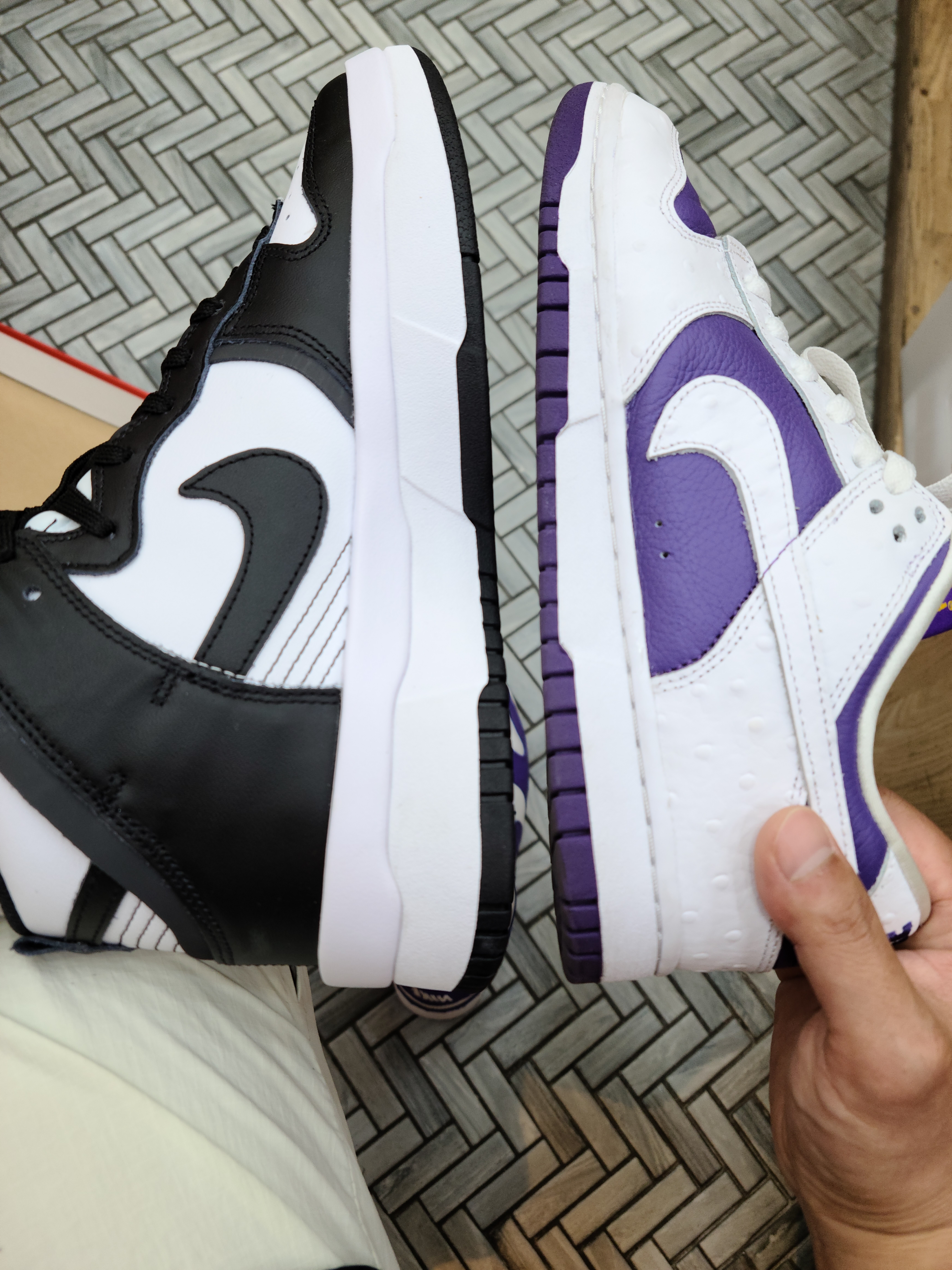(W) Nike Dunk High Up Black and White 착용 스타일 - 2