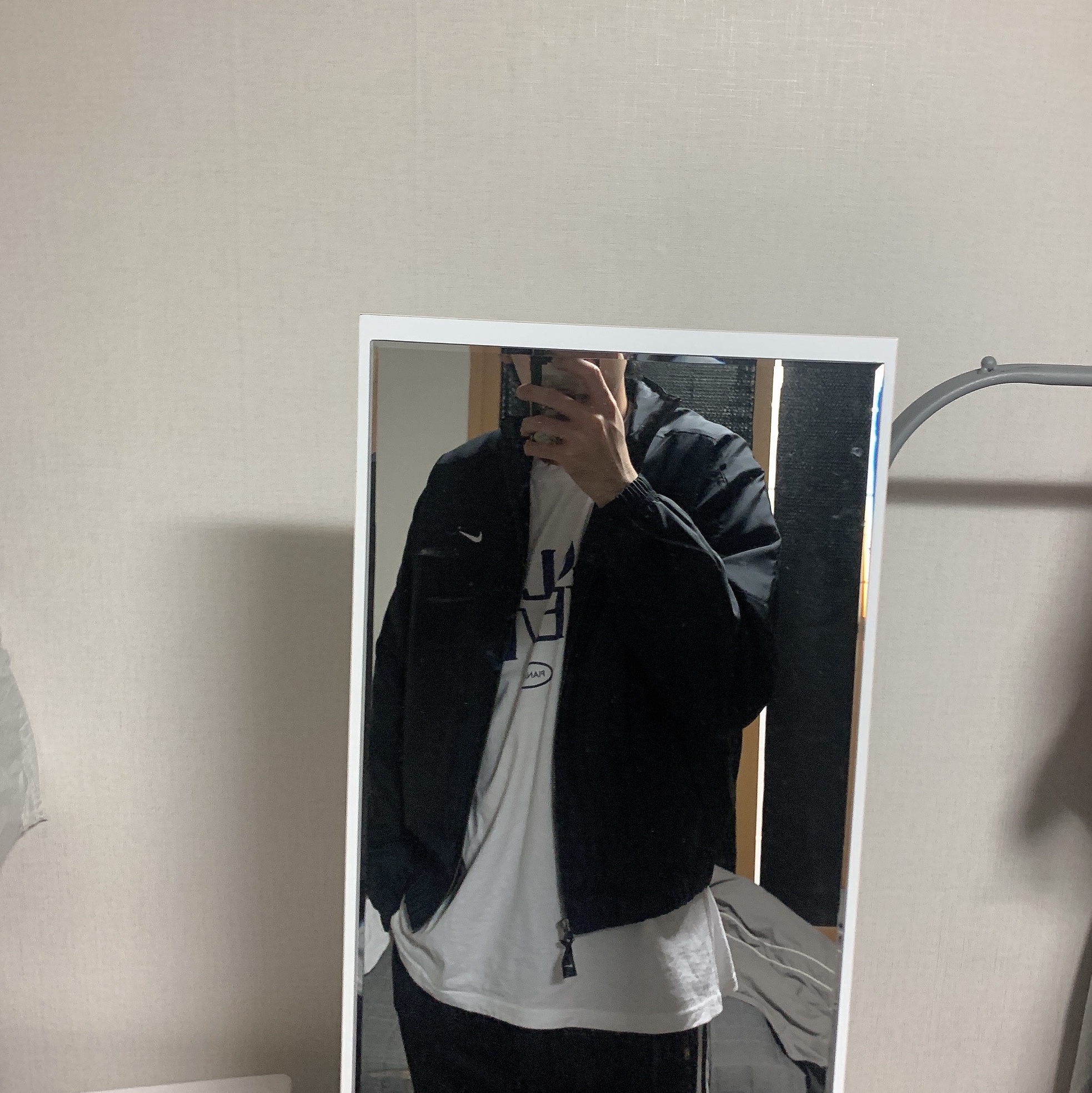 Nike NRG Solo Swoosh Satin Bomber Jacket Black Kumquat - Asia 착용 스타일 - 1