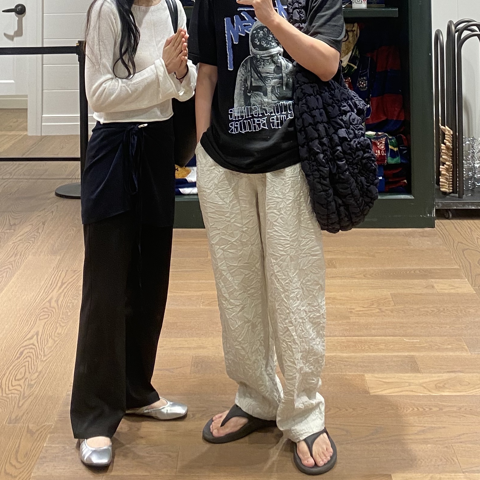 Stussy Ralphie Big Crinkle Pants Natural 착용 스타일