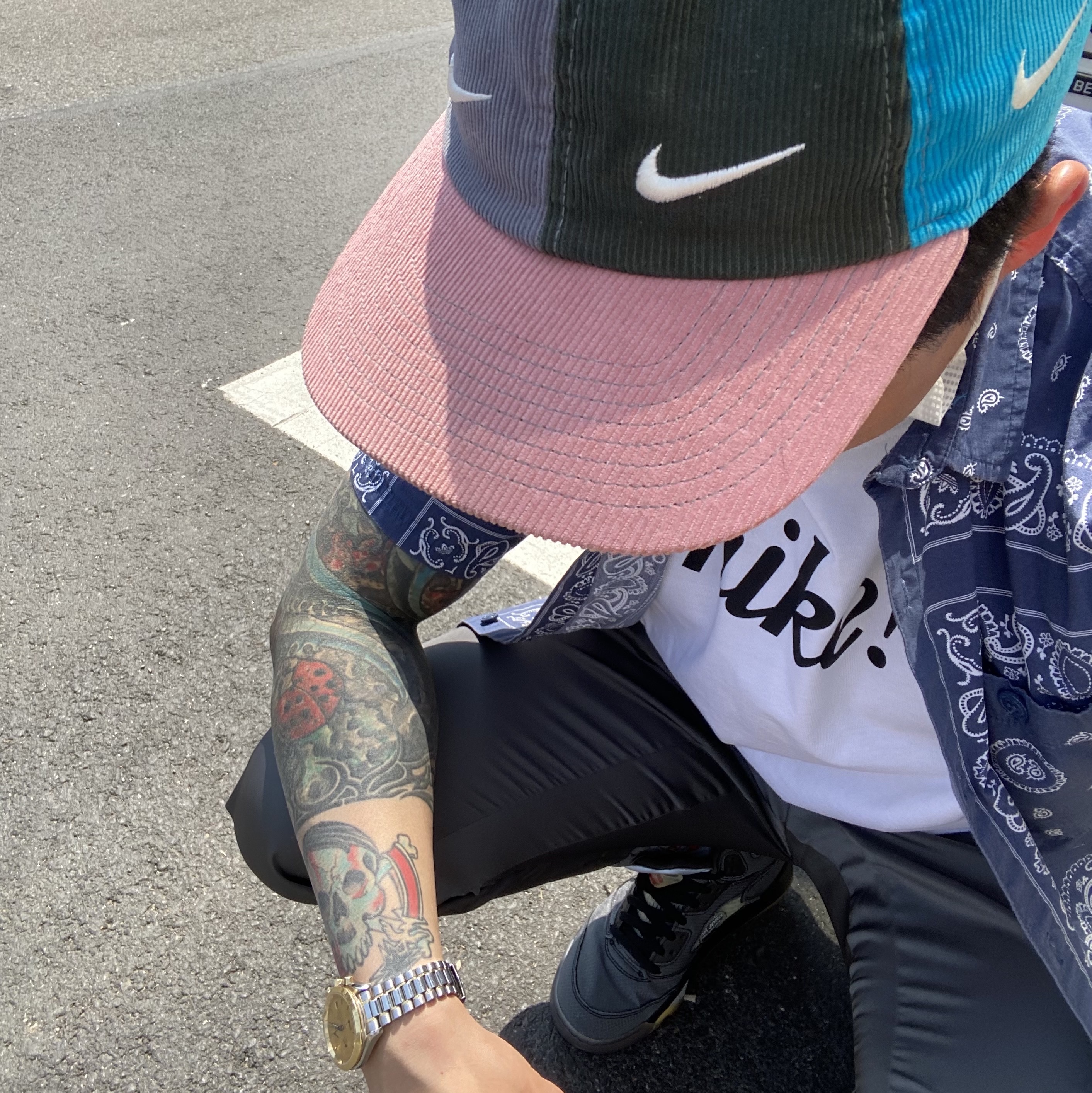 Jordan 5 x Off-White Retro SP Black Muslin, (W) Nike x Matthew M Williams NRG Tights Black 착용 스타일 - 2