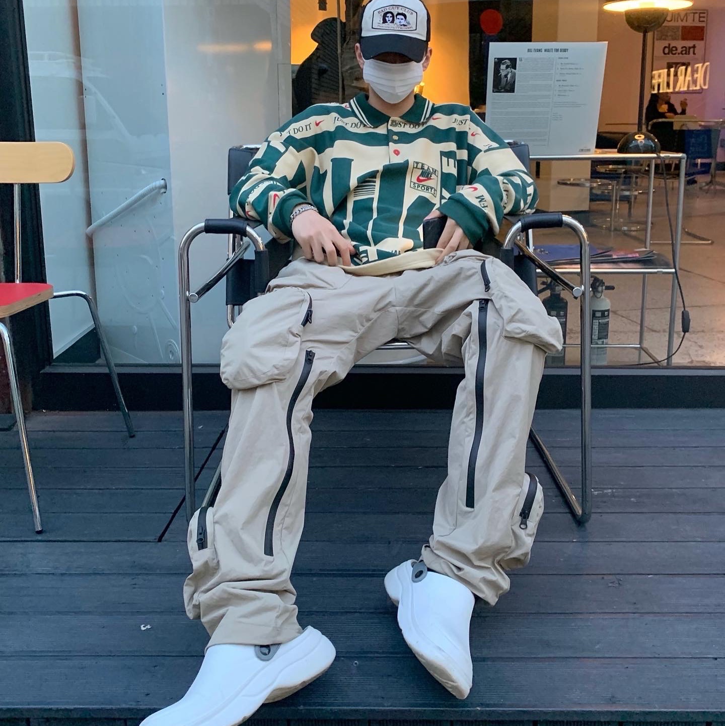 Nike x Cactus Plant Flea Market Long Sleeve Polo Natural - US/EU 착용 스타일 - 1