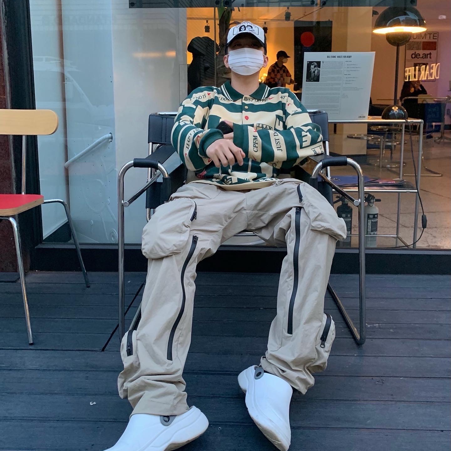 Nike x Cactus Plant Flea Market Long Sleeve Polo Natural - US/EU 착용 스타일 - 2