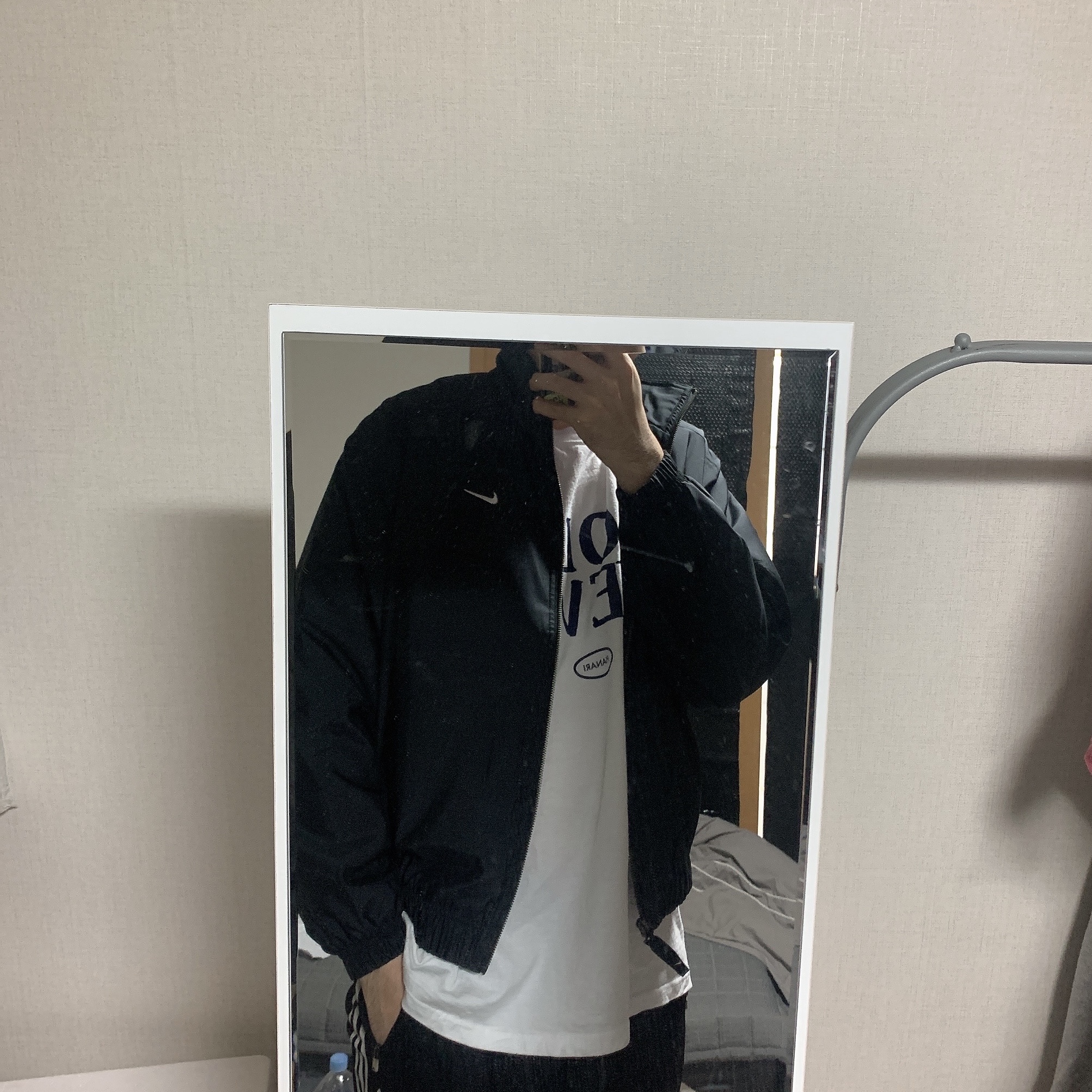 Nike NRG Solo Swoosh Satin Bomber Jacket Black Kumquat - Asia 착용 스타일 - 2