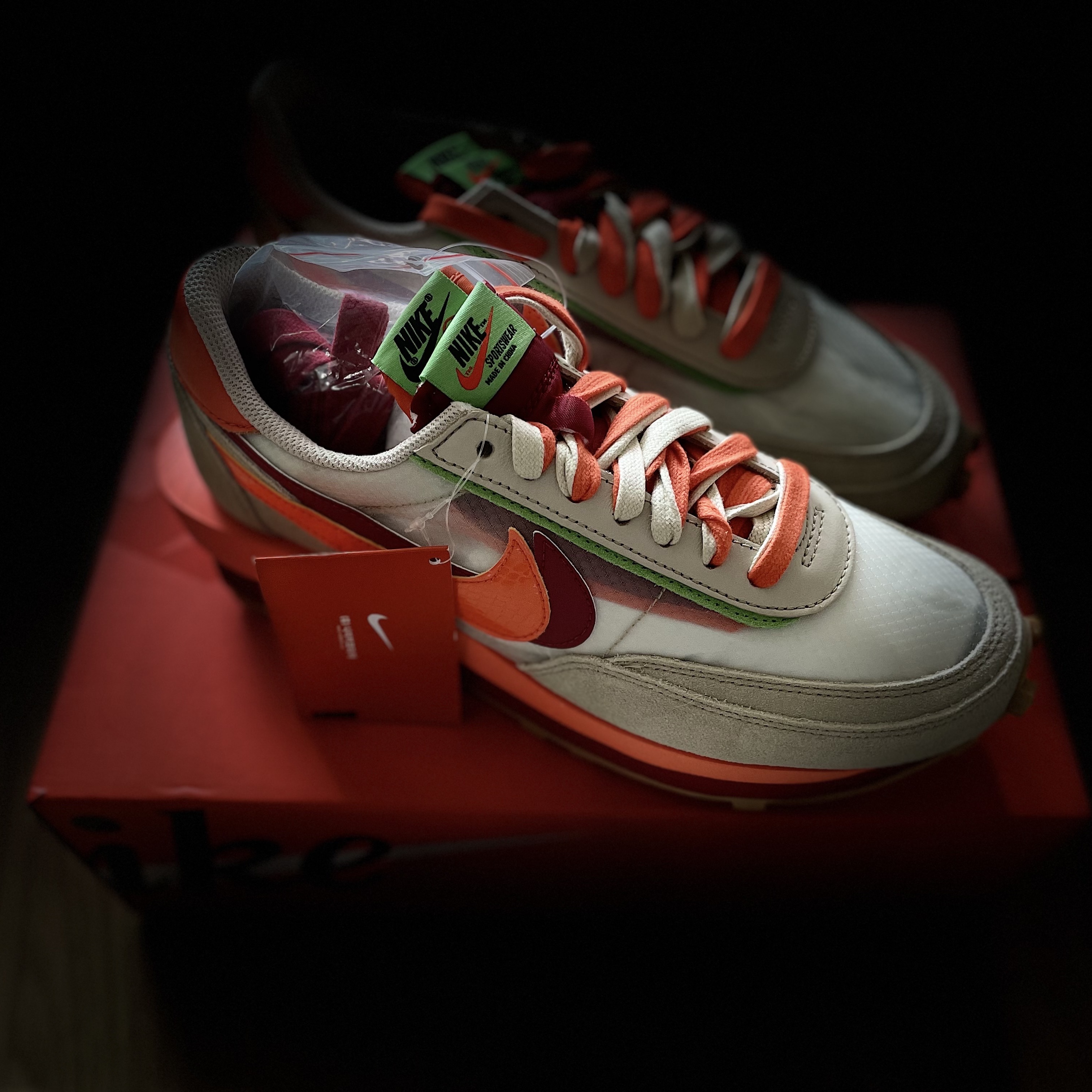 Nike x Sacai x Clot LDWaffle Orange Blaze 착용 스타일