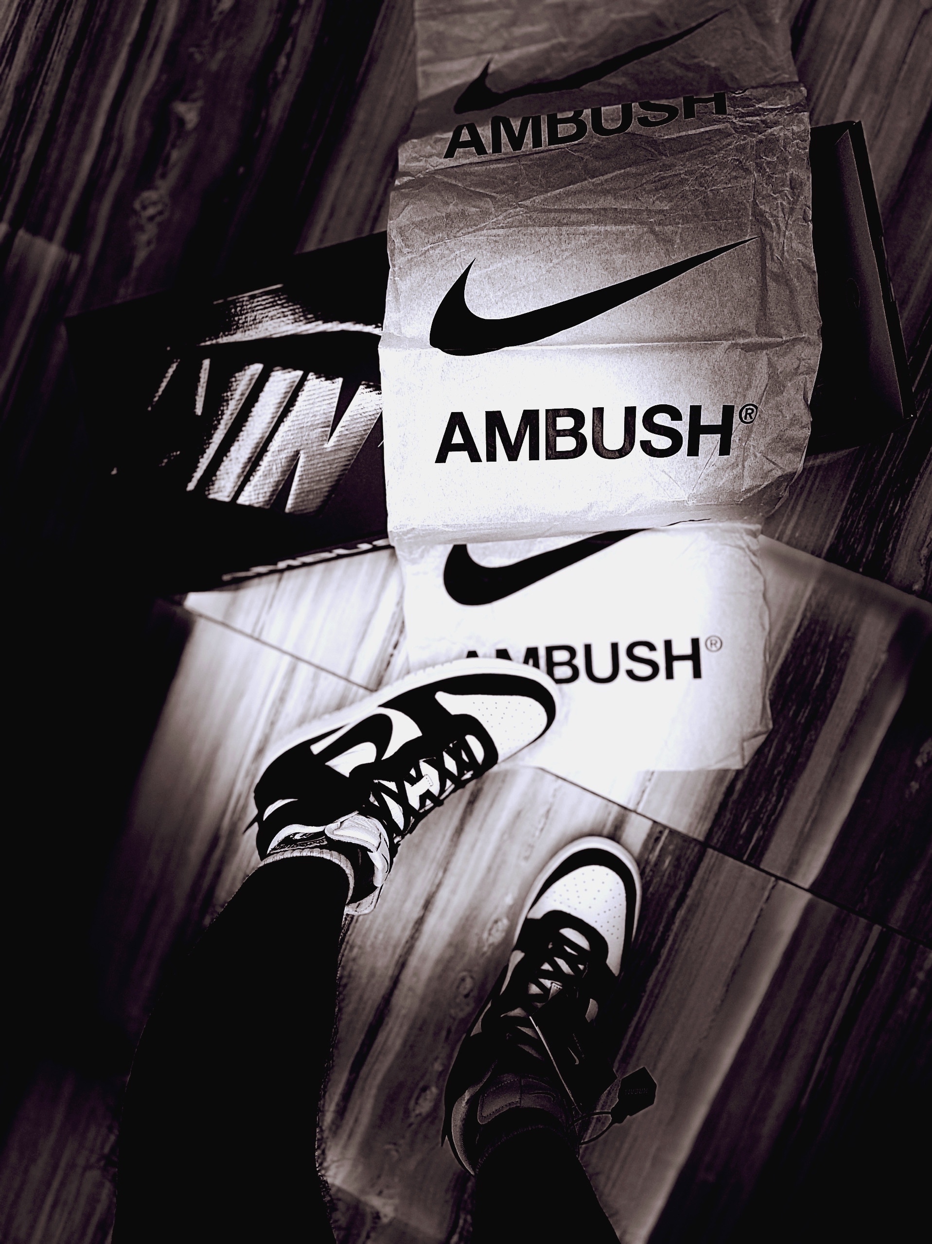 Nike x Ambush Dunk High Black, Nike x Off-White NRG Short Sleeve T-Shirt White 착용 스타일 - 4