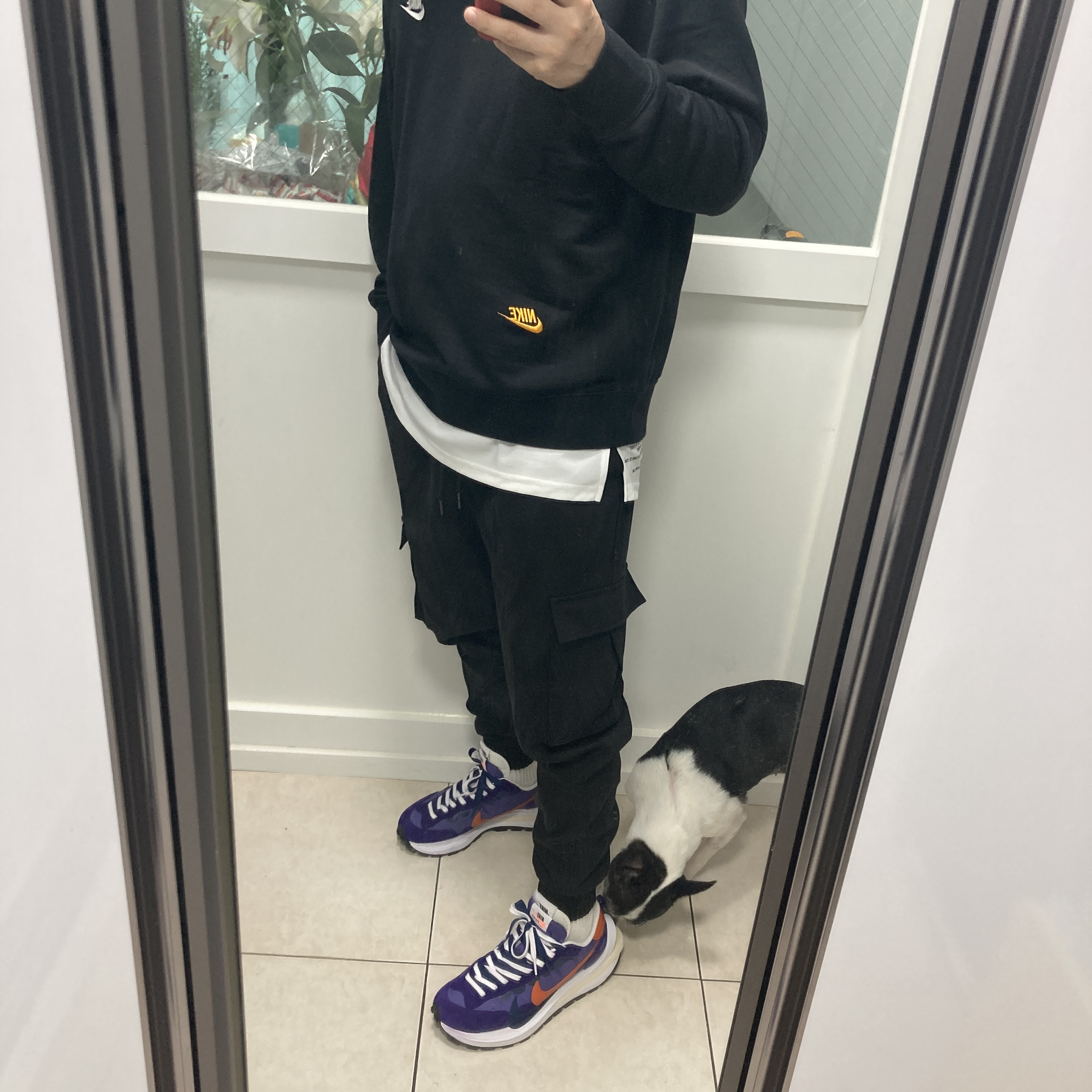 Nike x Sacai VaporWaffle Dark Iris 착용 스타일