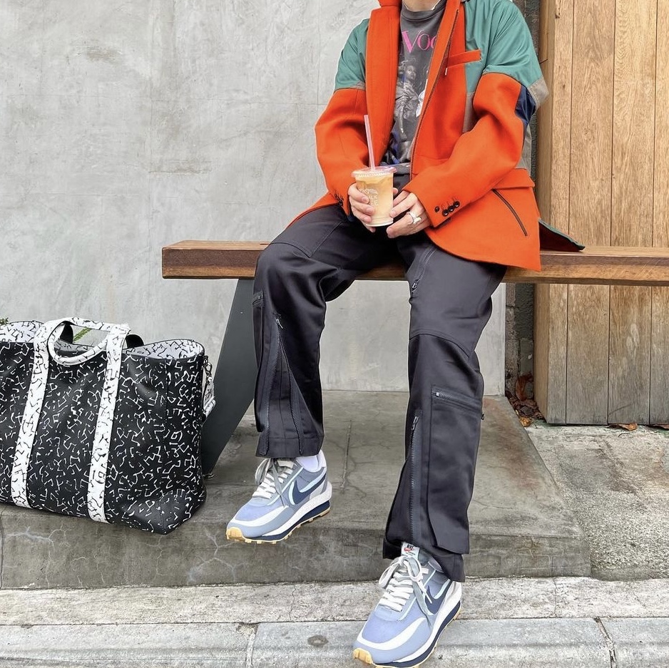 Nike x Sacai x Clot LDWaffle Cool Grey 착용 스타일 - 2