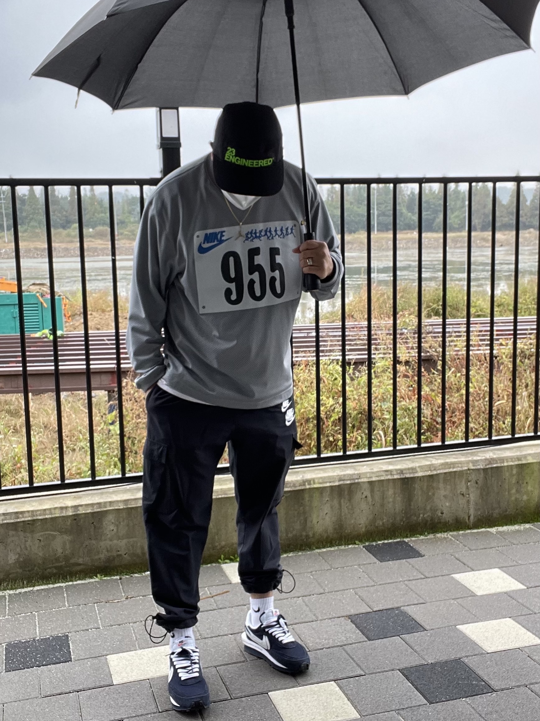 Nike x Sacai x Fragment LDWaffle Blackened Blue 착용 스타일
