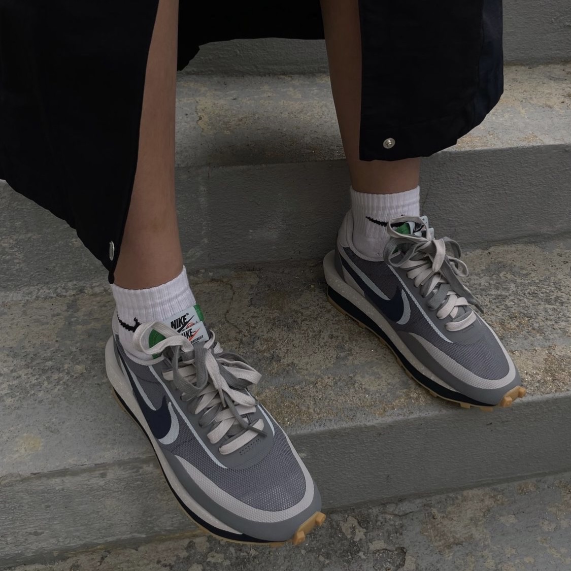 Nike x Sacai x Clot LDWaffle Cool Grey 착용 스타일