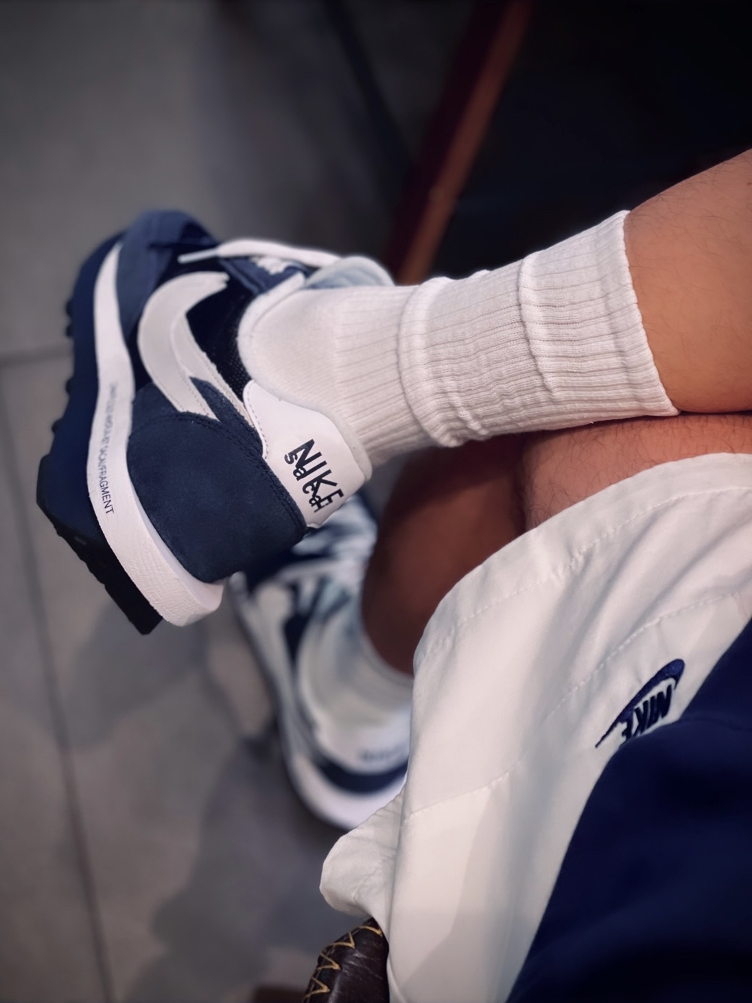 Nike x Sacai x Fragment LDWaffle Blackened Blue 착용 스타일 - 2