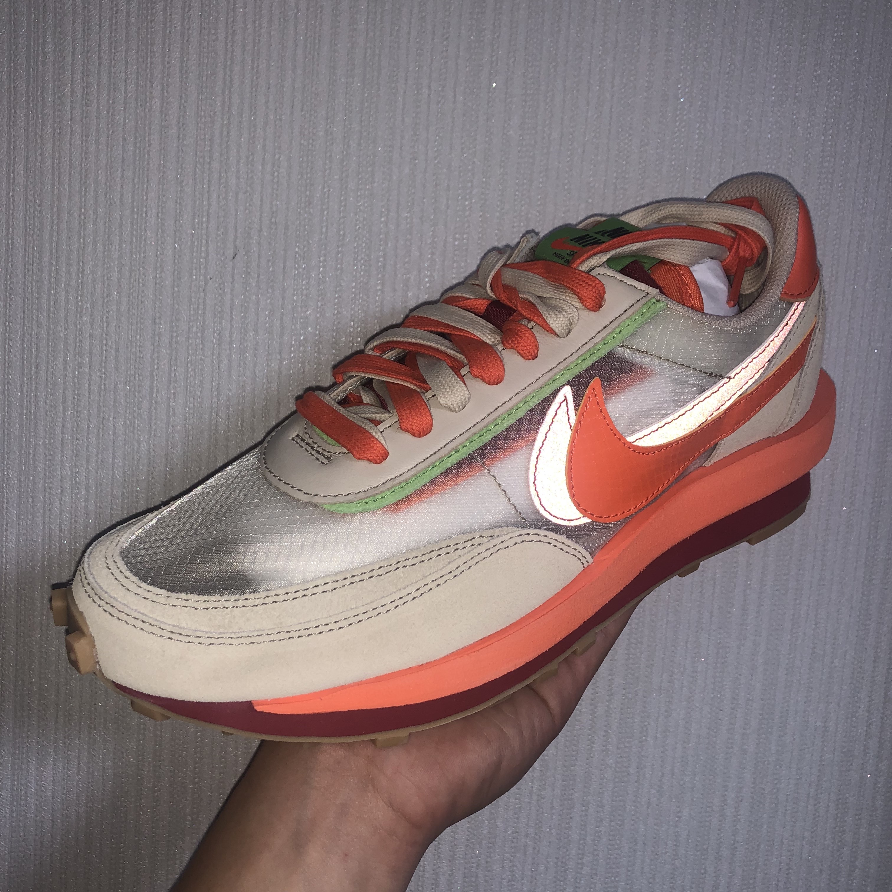 Nike x Sacai x Clot LDWaffle Orange Blaze 착용 스타일 - 5