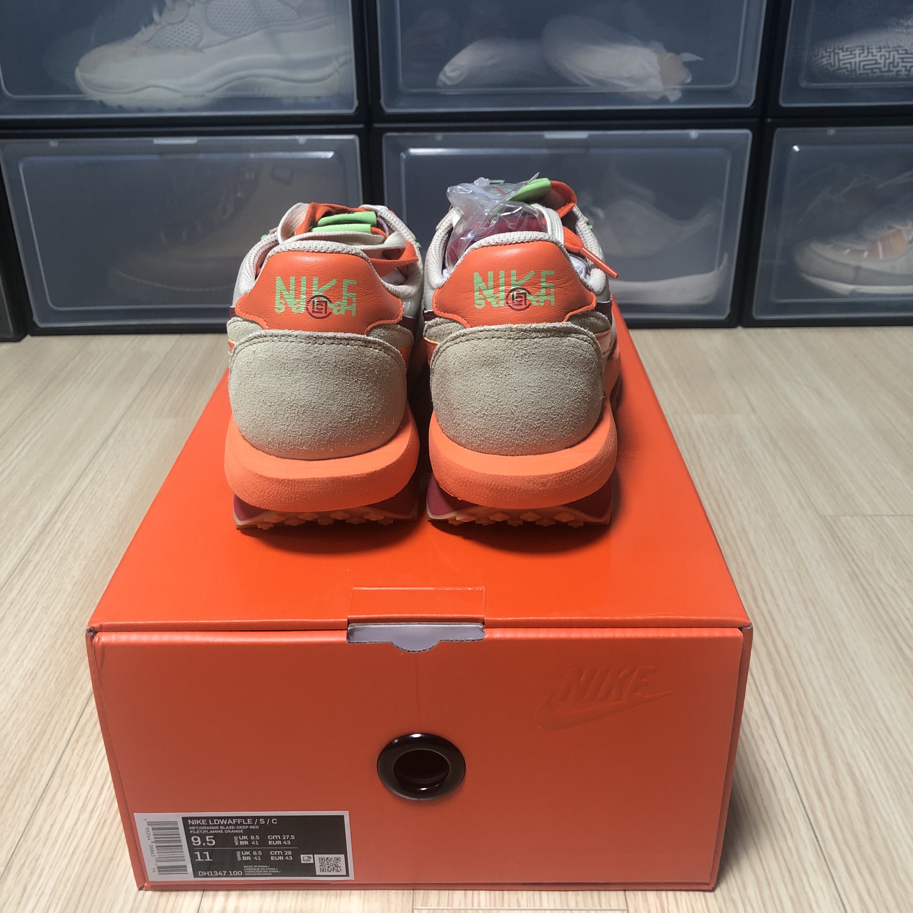 Nike x Sacai x Clot LDWaffle Orange Blaze 착용 스타일 - 3