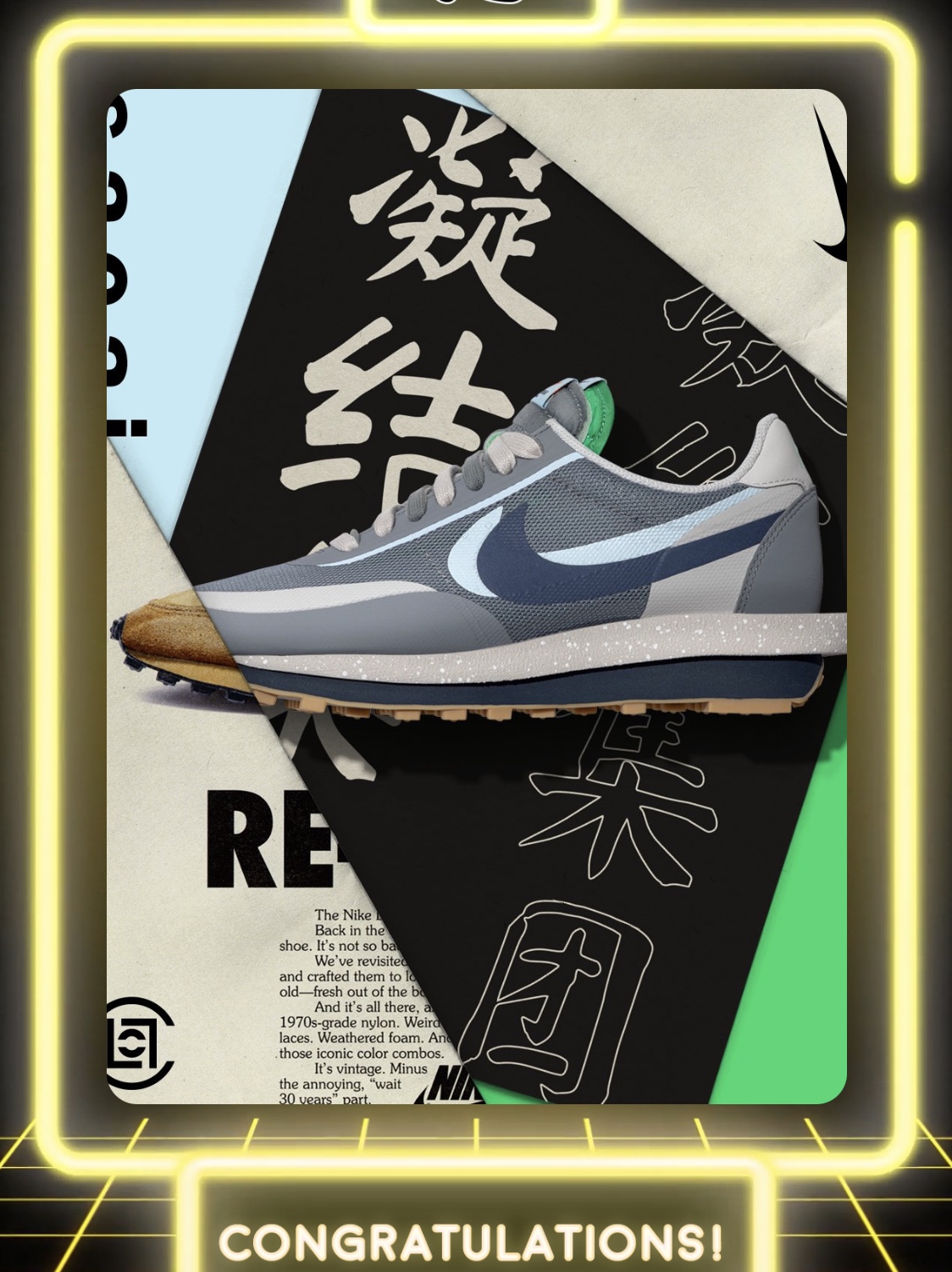 Nike x Sacai x Clot LDWaffle Cool Grey 착용 스타일 - 1