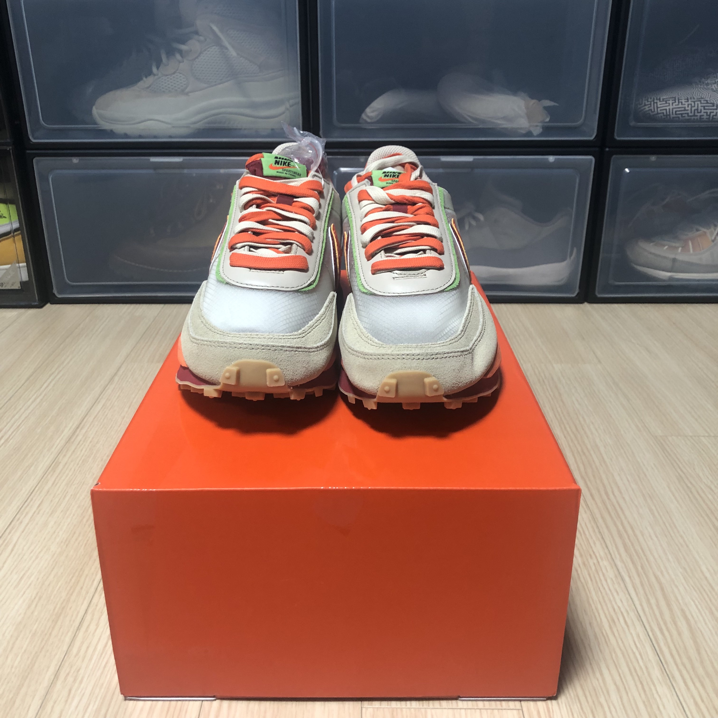 Nike x Sacai x Clot LDWaffle Orange Blaze 착용 스타일 - 2