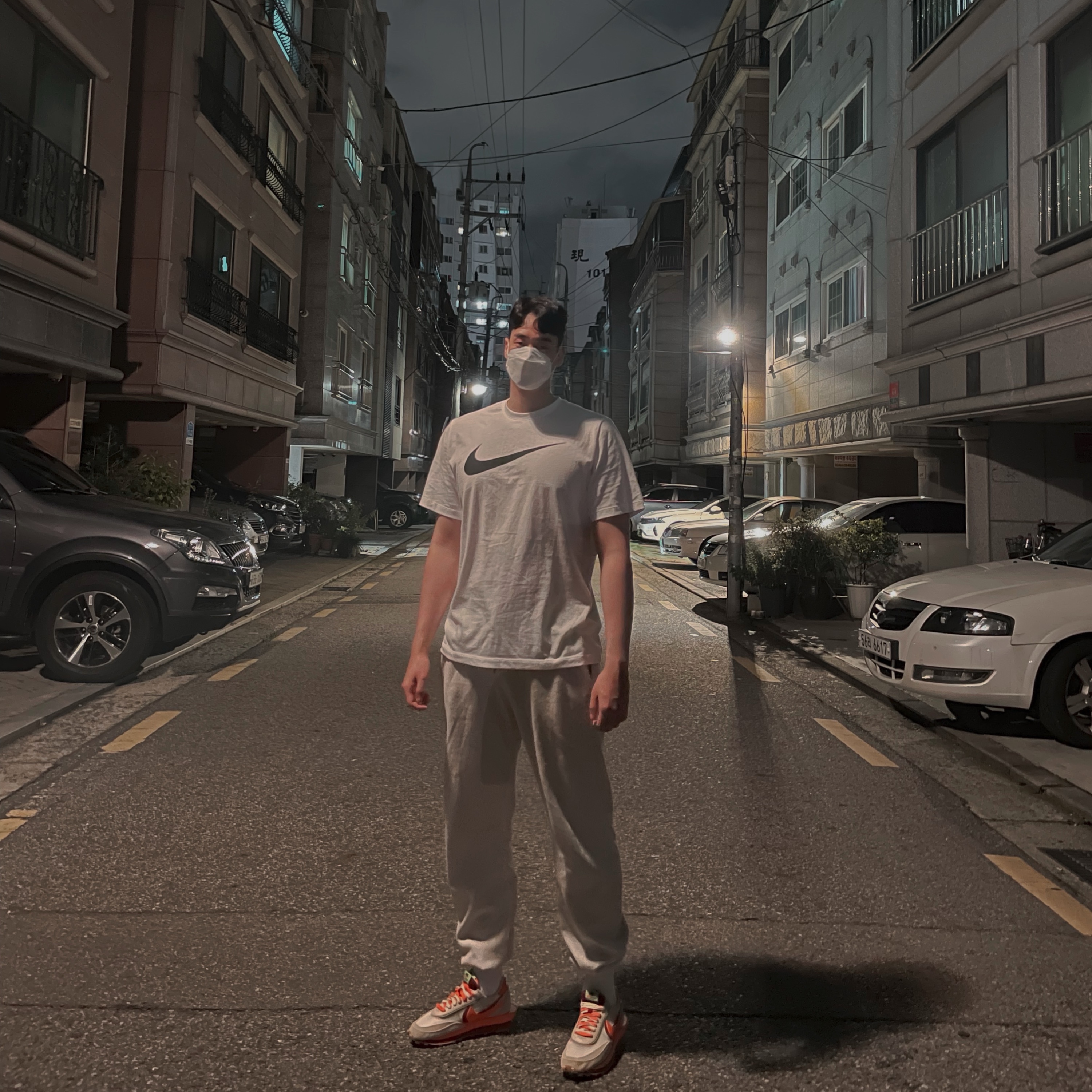 Nike x Sacai x Clot LDWaffle Orange Blaze 착용 스타일