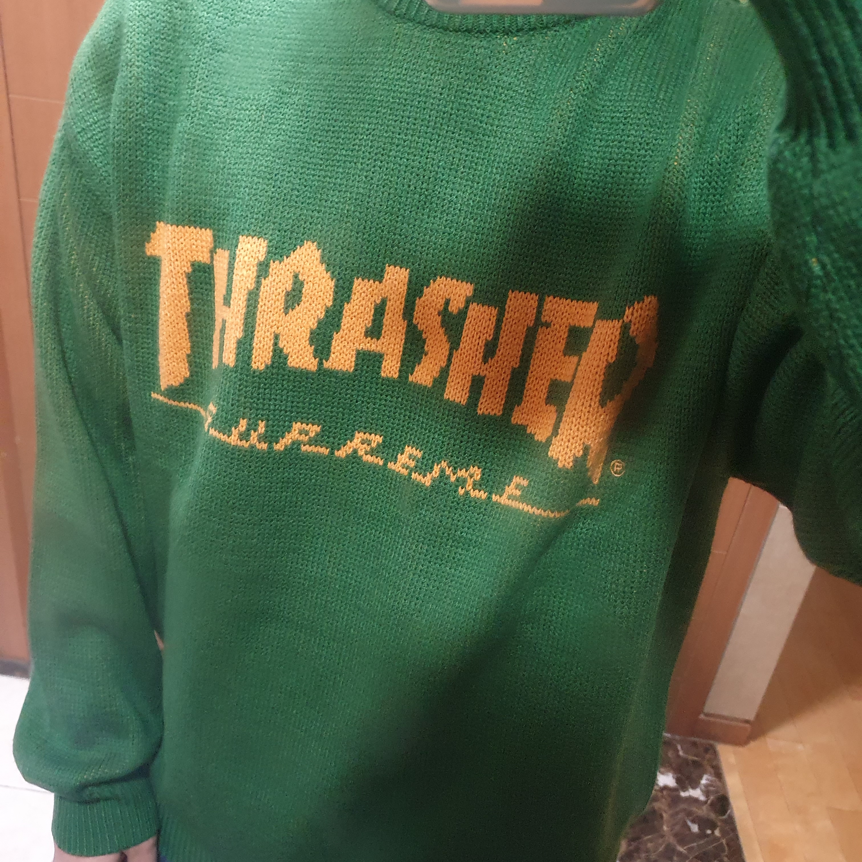 Supreme x Thrasher Sweater Green - 21FW 착용 스타일