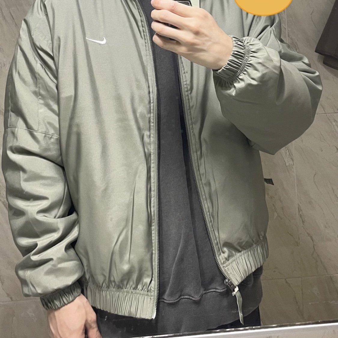 Nike NRG Solo Swoosh Satin Bomber Jacket Light Army - Asia 착용 스타일