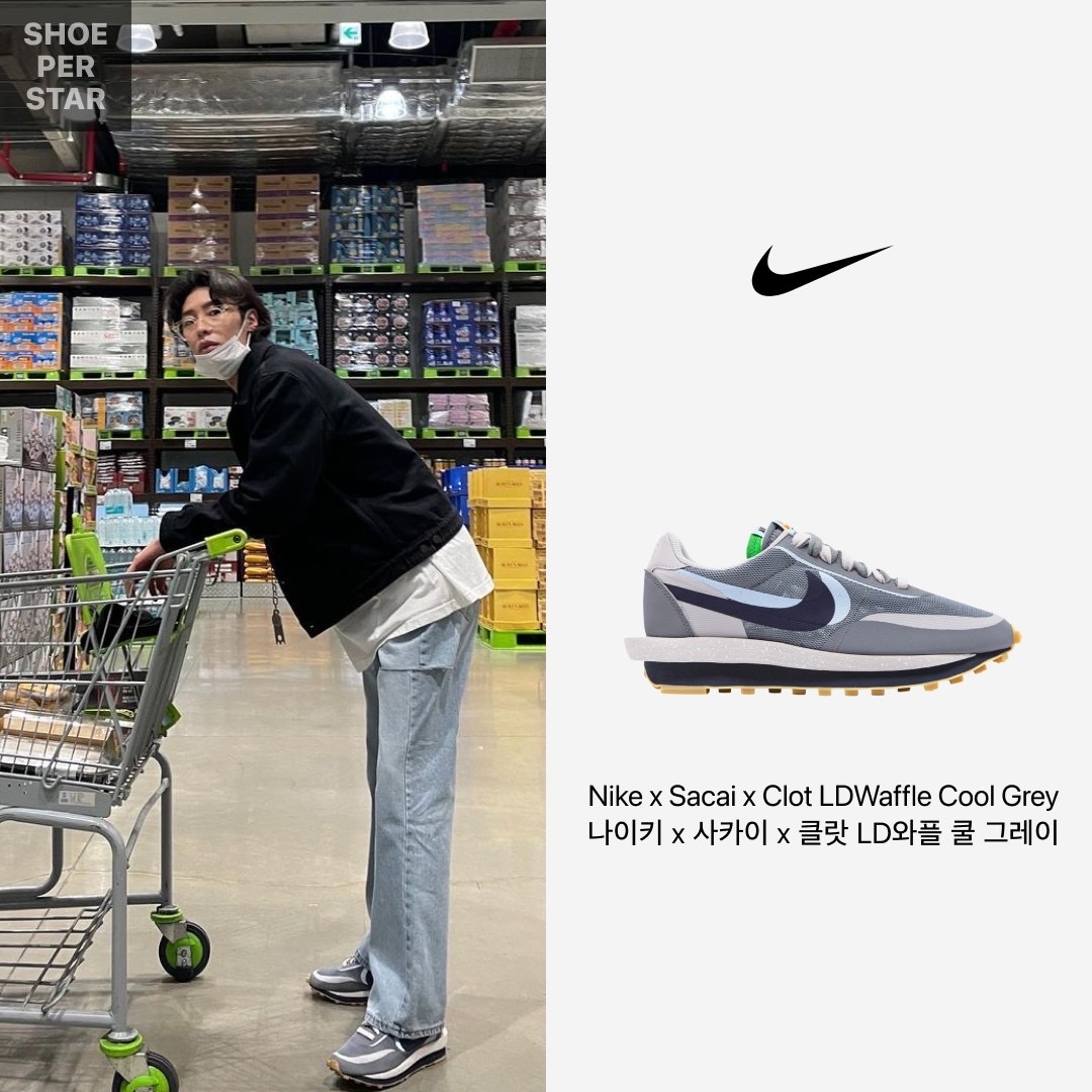 Nike x Sacai x Clot LDWaffle Cool Grey 착용 스타일 - 1
