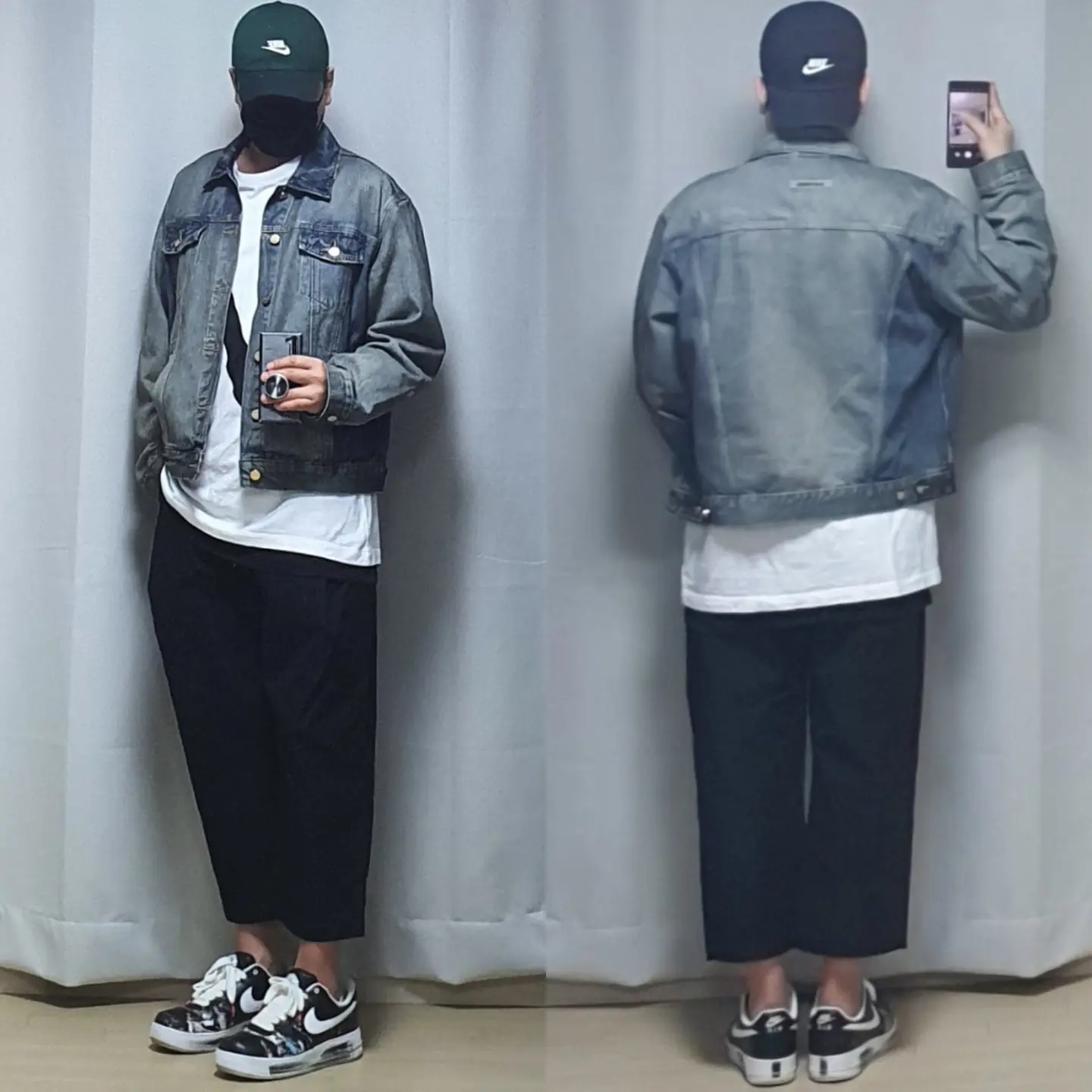 Essentials Denim Trucker Jacket Distressed Indigo - 20FW, Nike x Peaceminusone Air Force 1 Low Para-Noise 착용 스타일 - 1