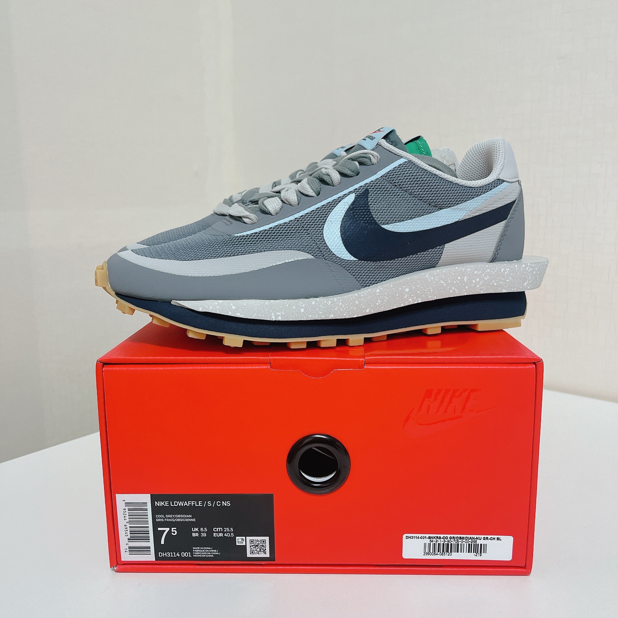Nike x Sacai x Clot LDWaffle Cool Grey 착용 스타일 - 1