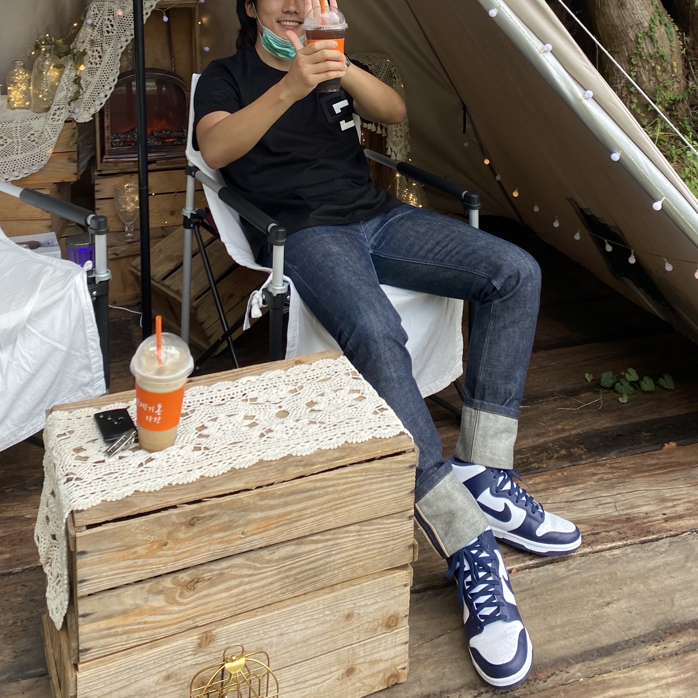 Nike Dunk High Retro Championship Navy 착용 스타일